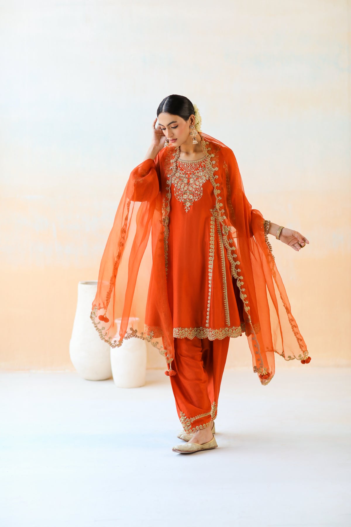 Fire Orange Kurta Set