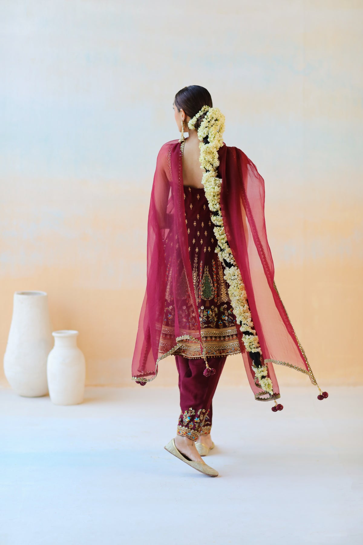 Burgundy Anarkali Set