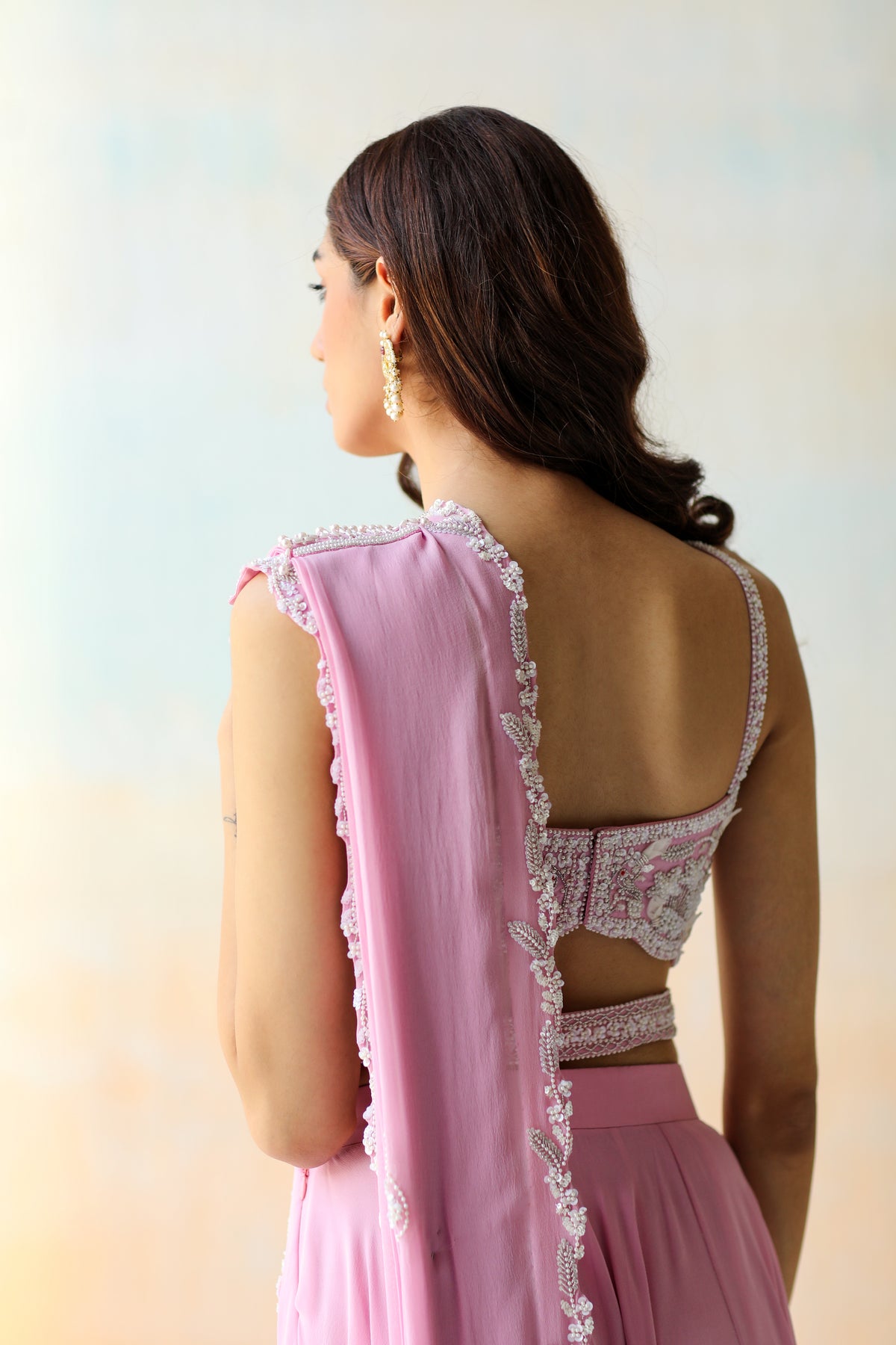 Lilac Pre-draped Saree Set