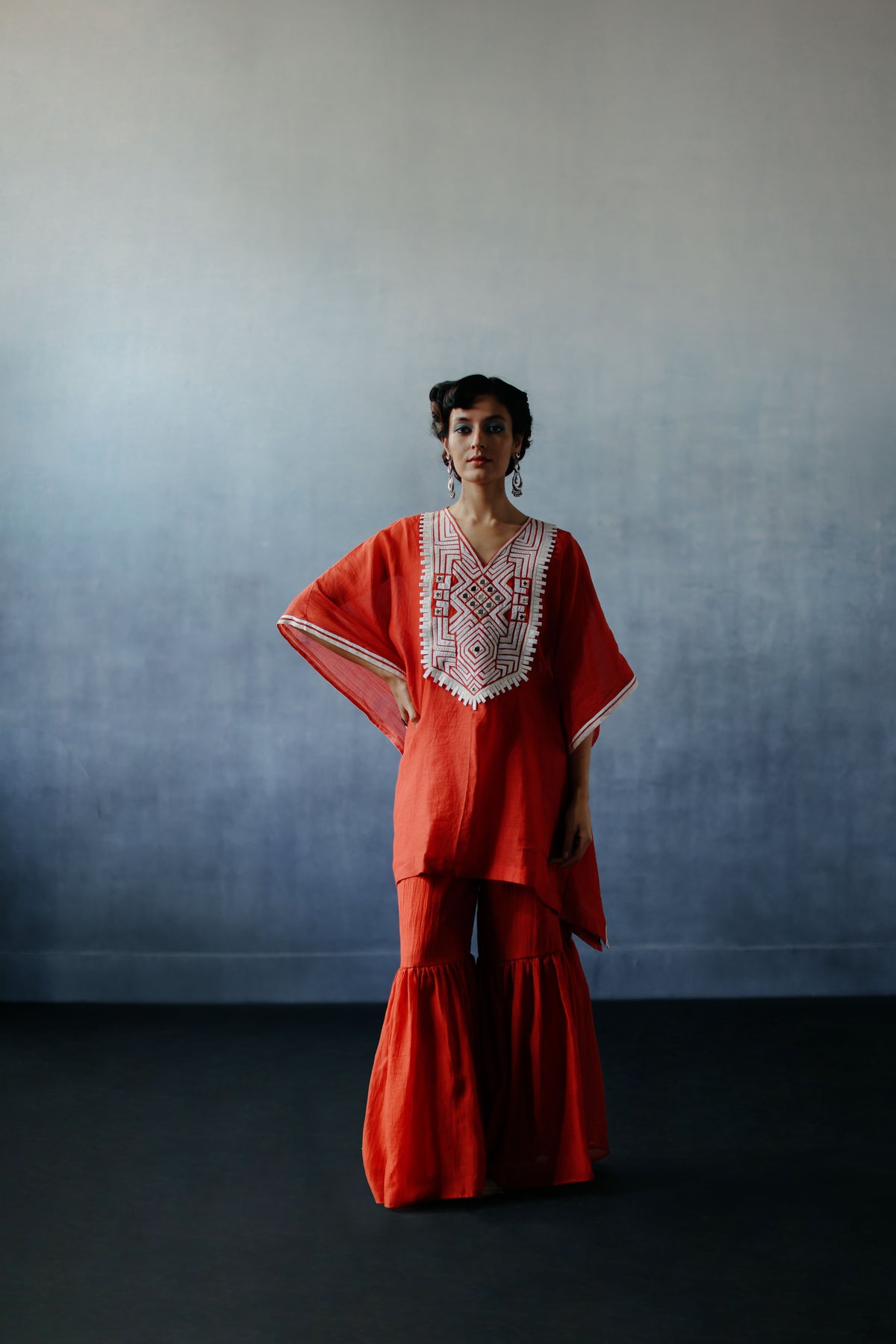 Neel Red Patchwork Kaftan