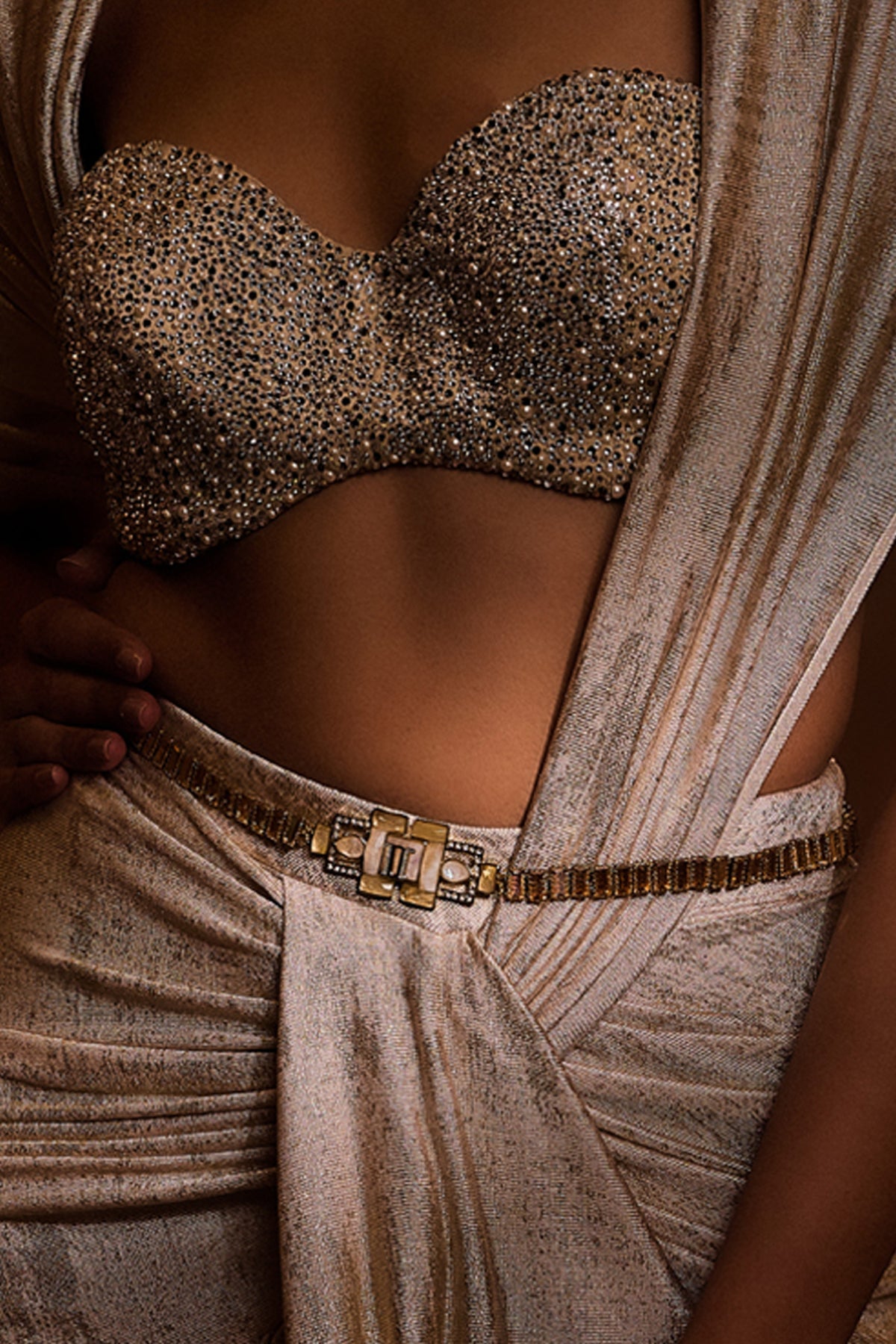 Taupe Embroidered Belt