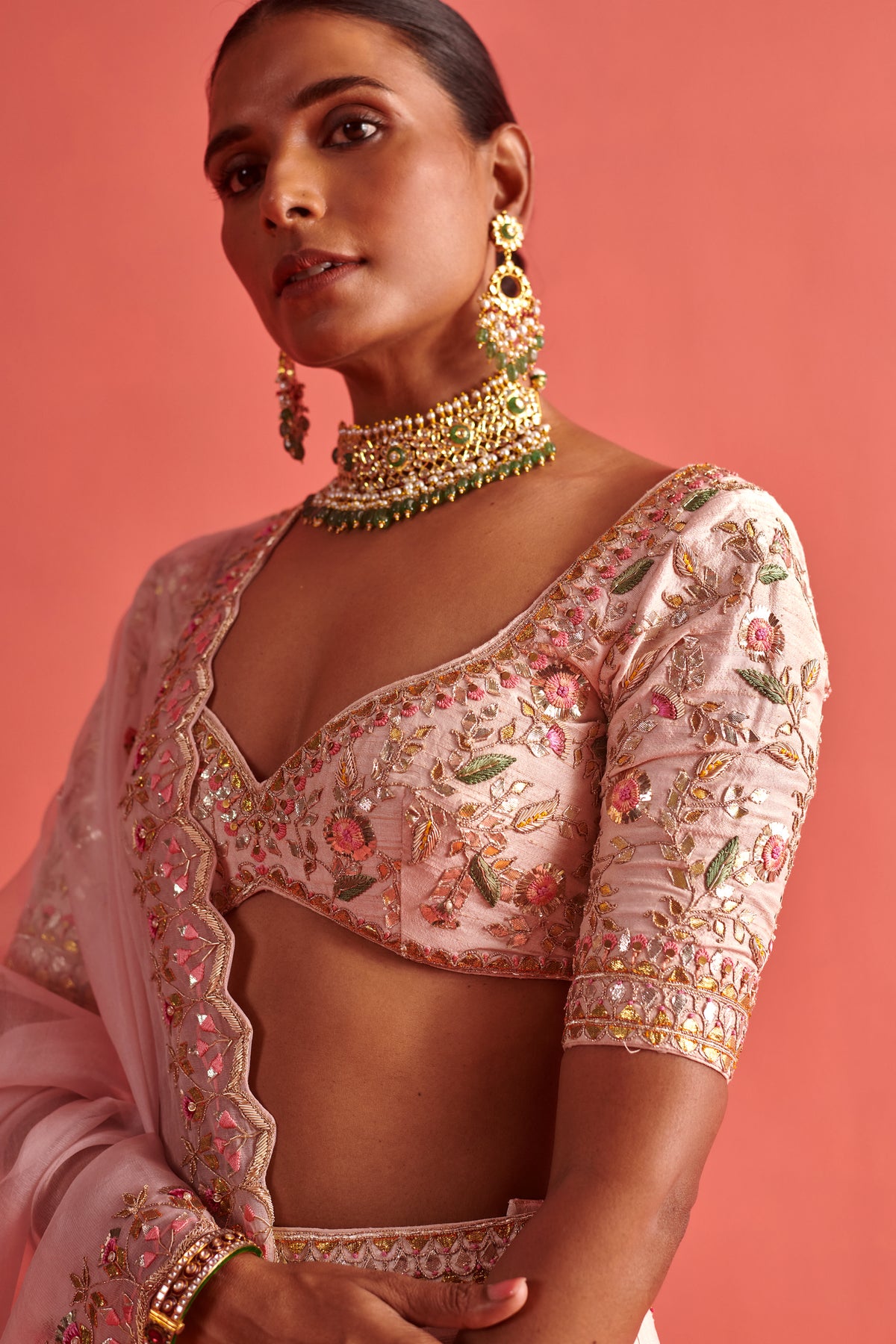 Powder Pink Organza Dupatta