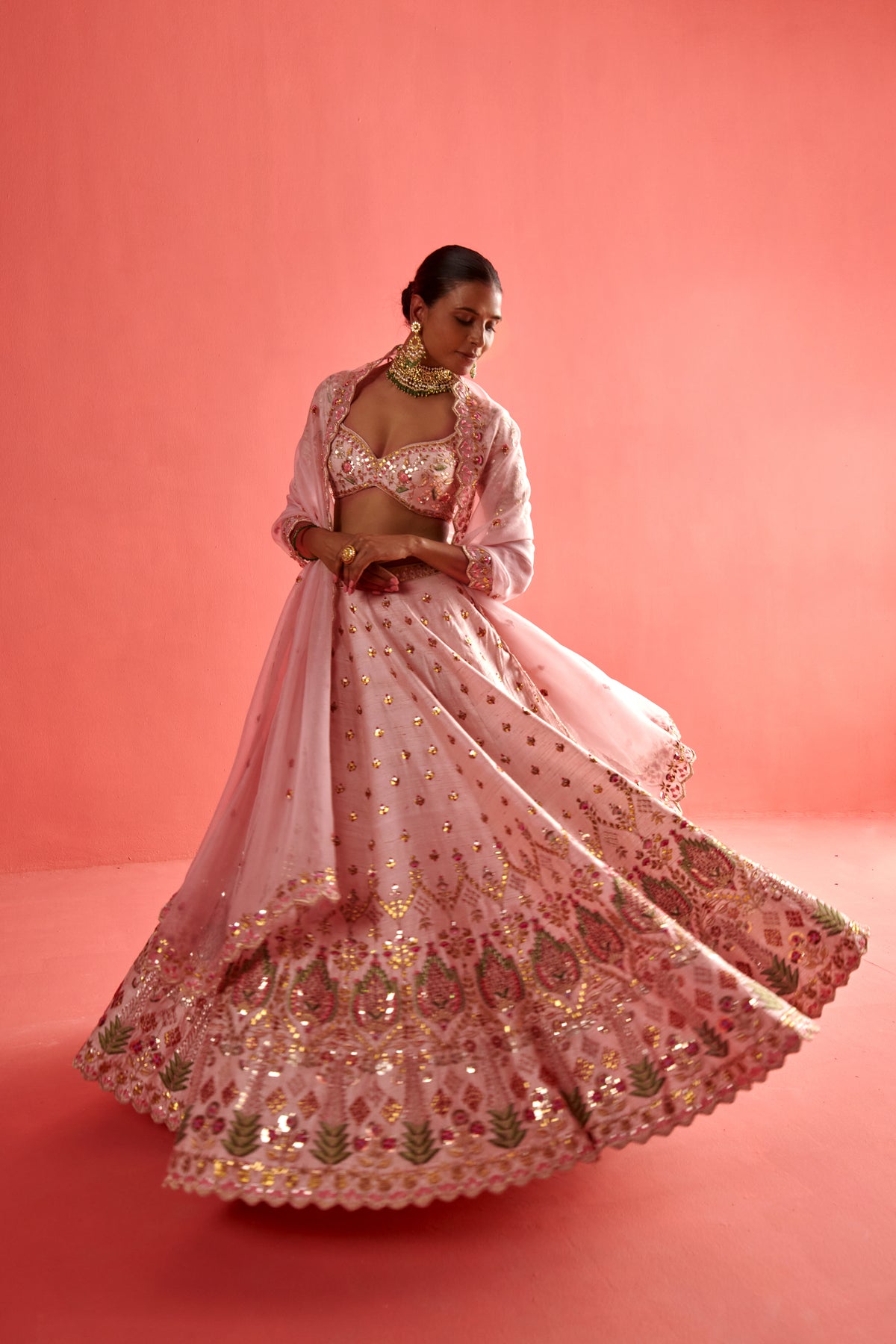 Powder Pink Organza Dupatta