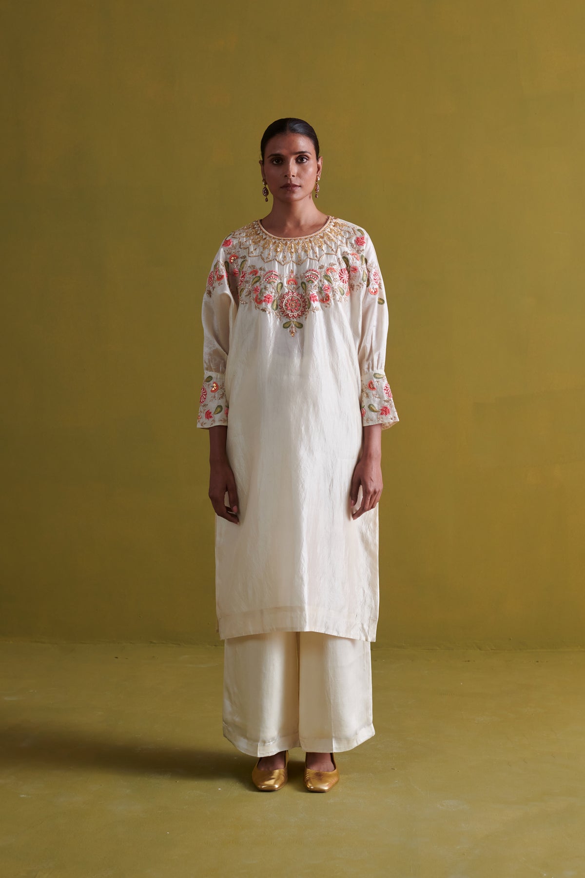 Ivory Kora Silk Kurta Set