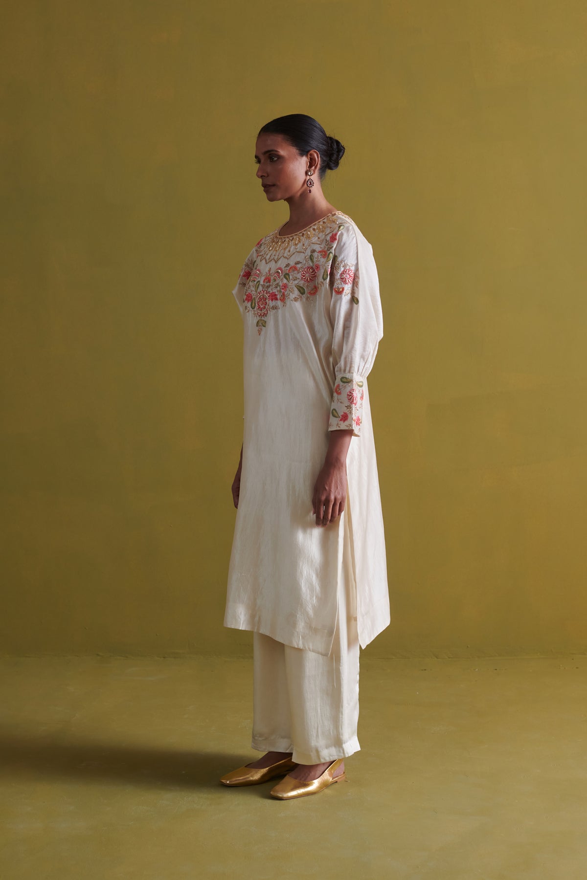 Ivory Kora Silk Kurta Set