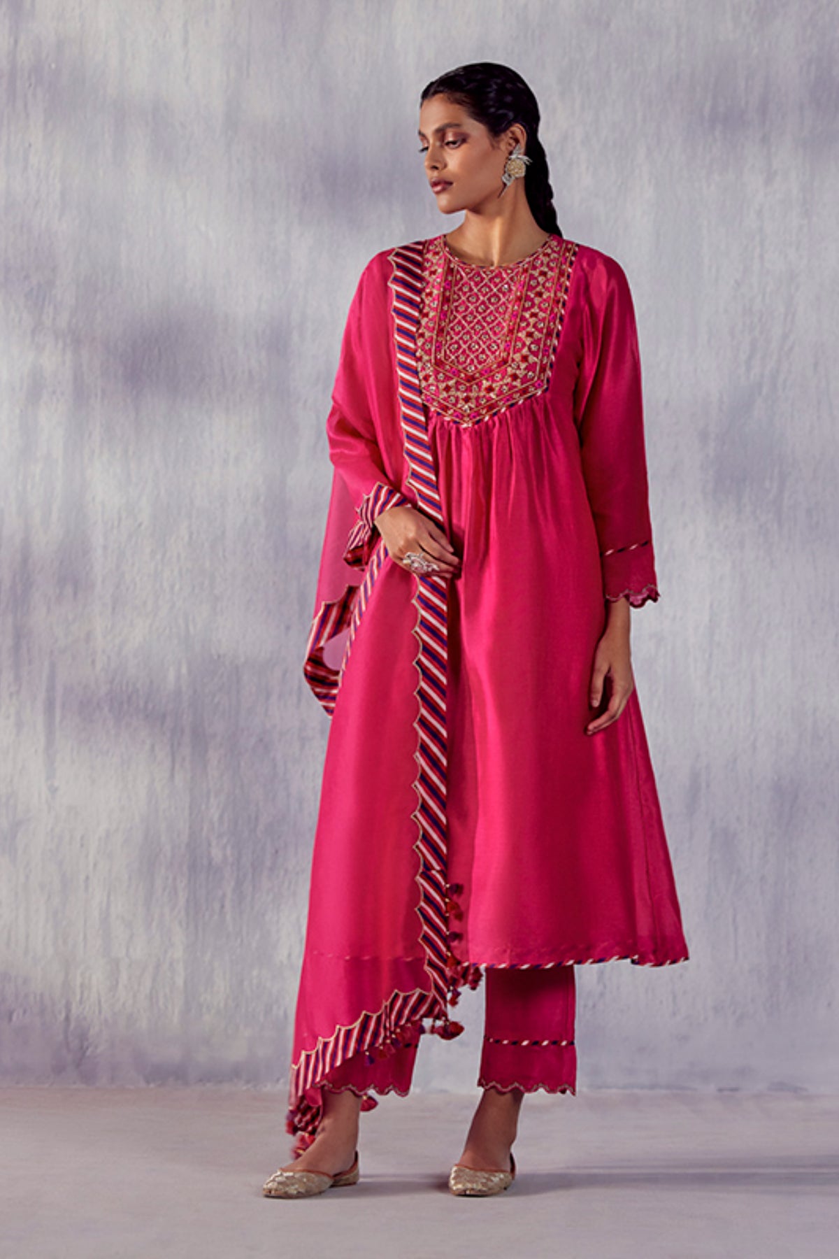 Gulnaar Hot Pink Kurta Set