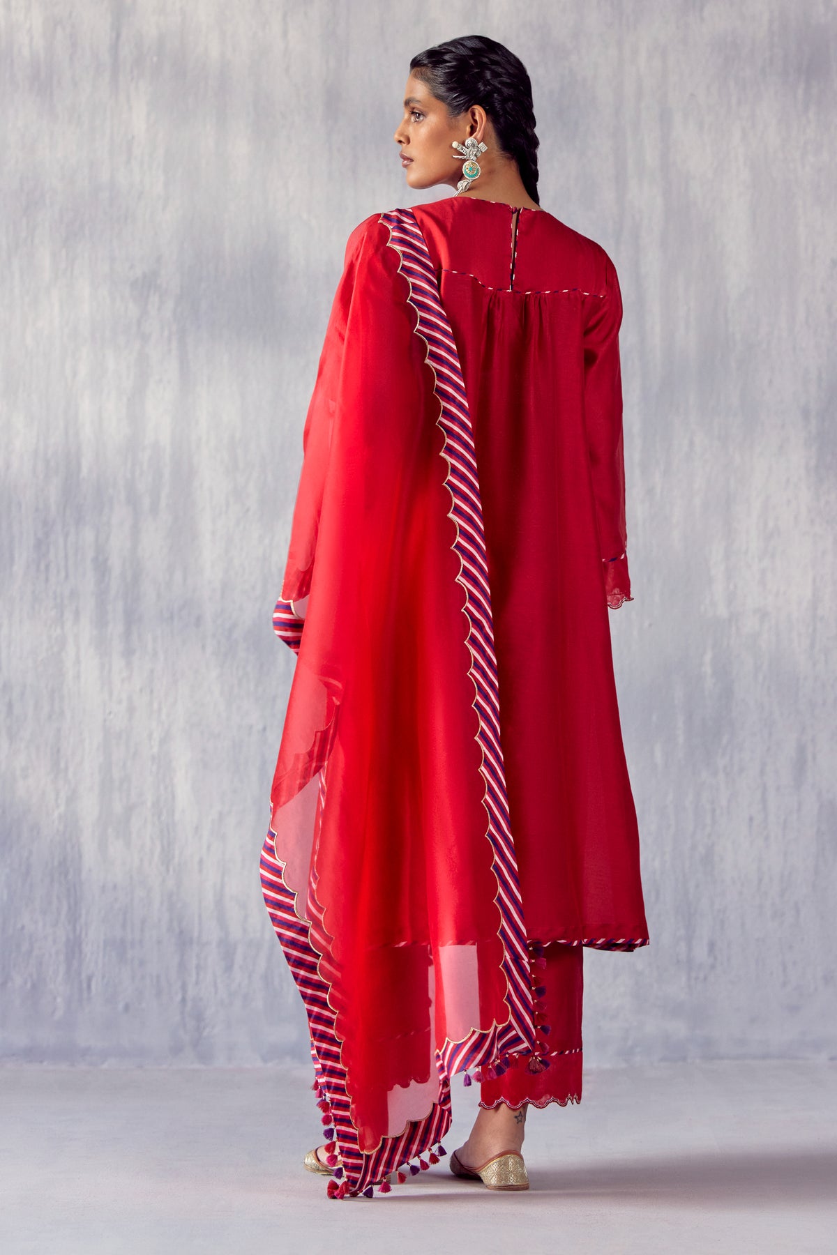 Gulnaar Red Kurta Set