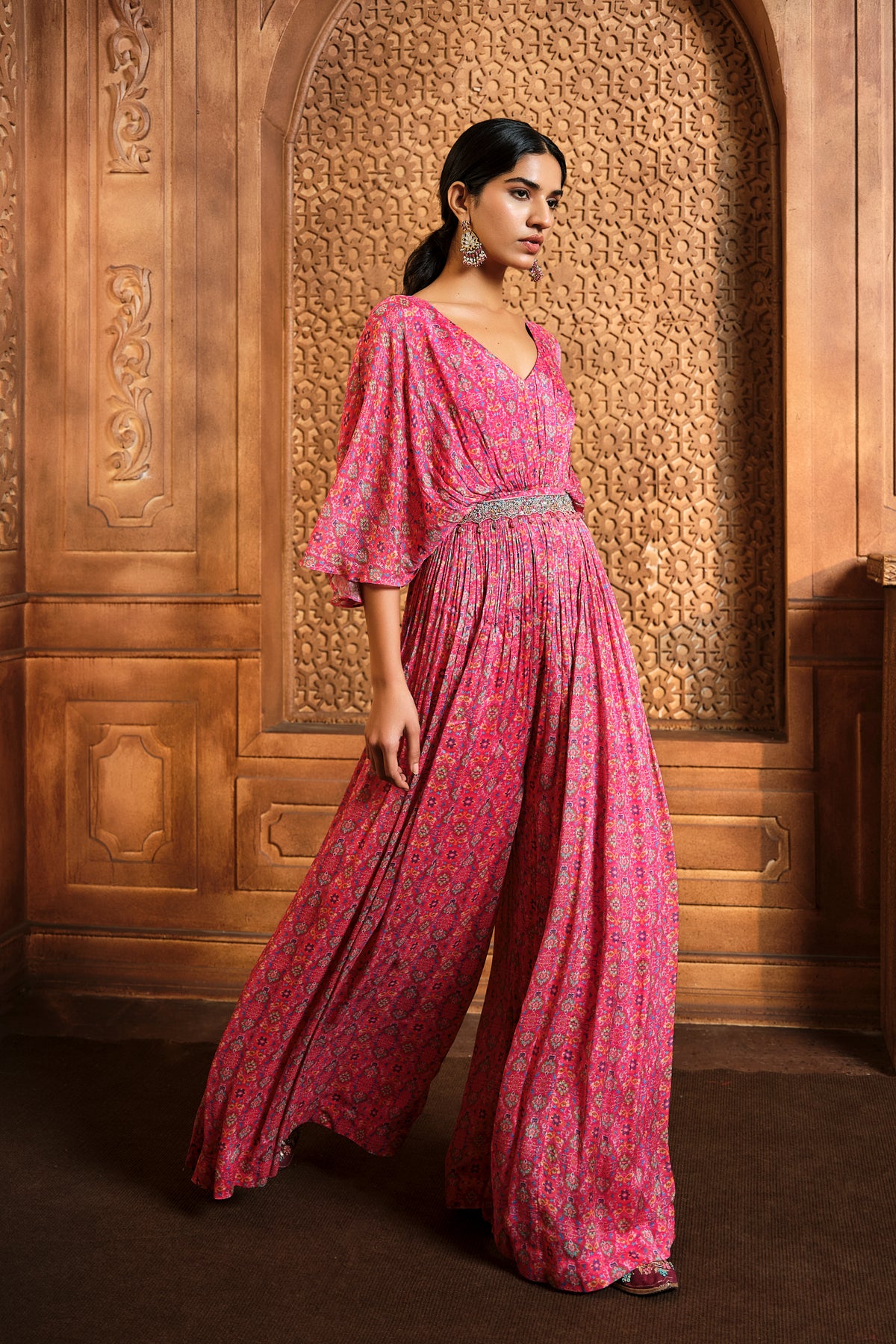 Pink Persian Printed Flared Jumpsuit