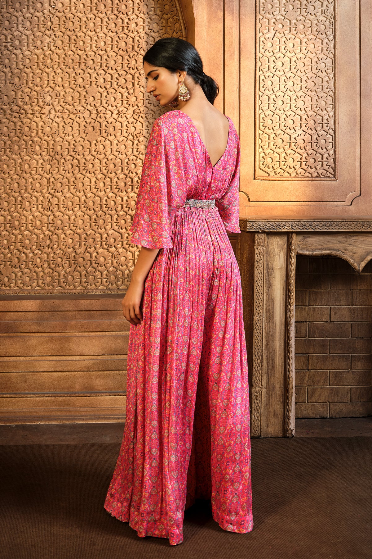 Pink Persian Printed Flared Jumpsuit