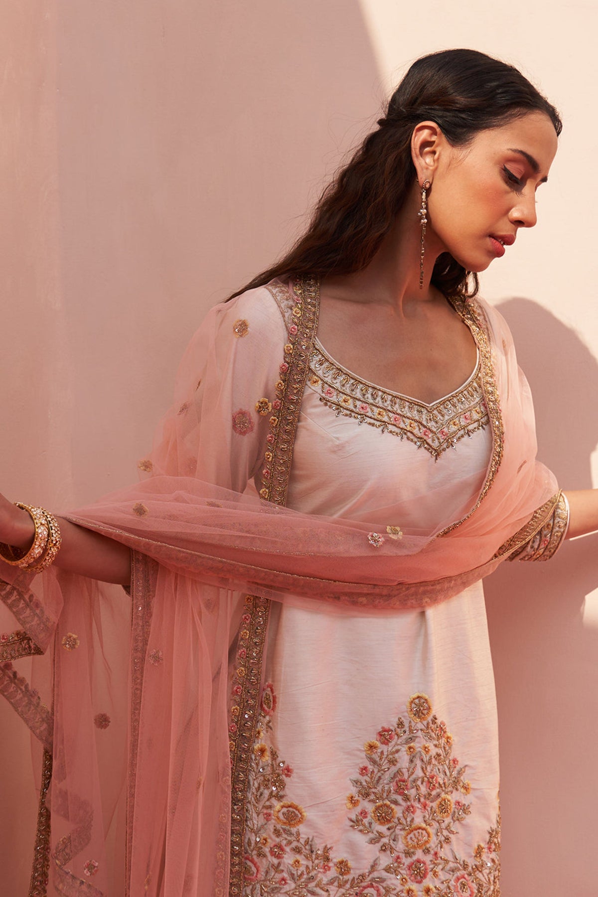 Ivory Raw Silk Sharara Set