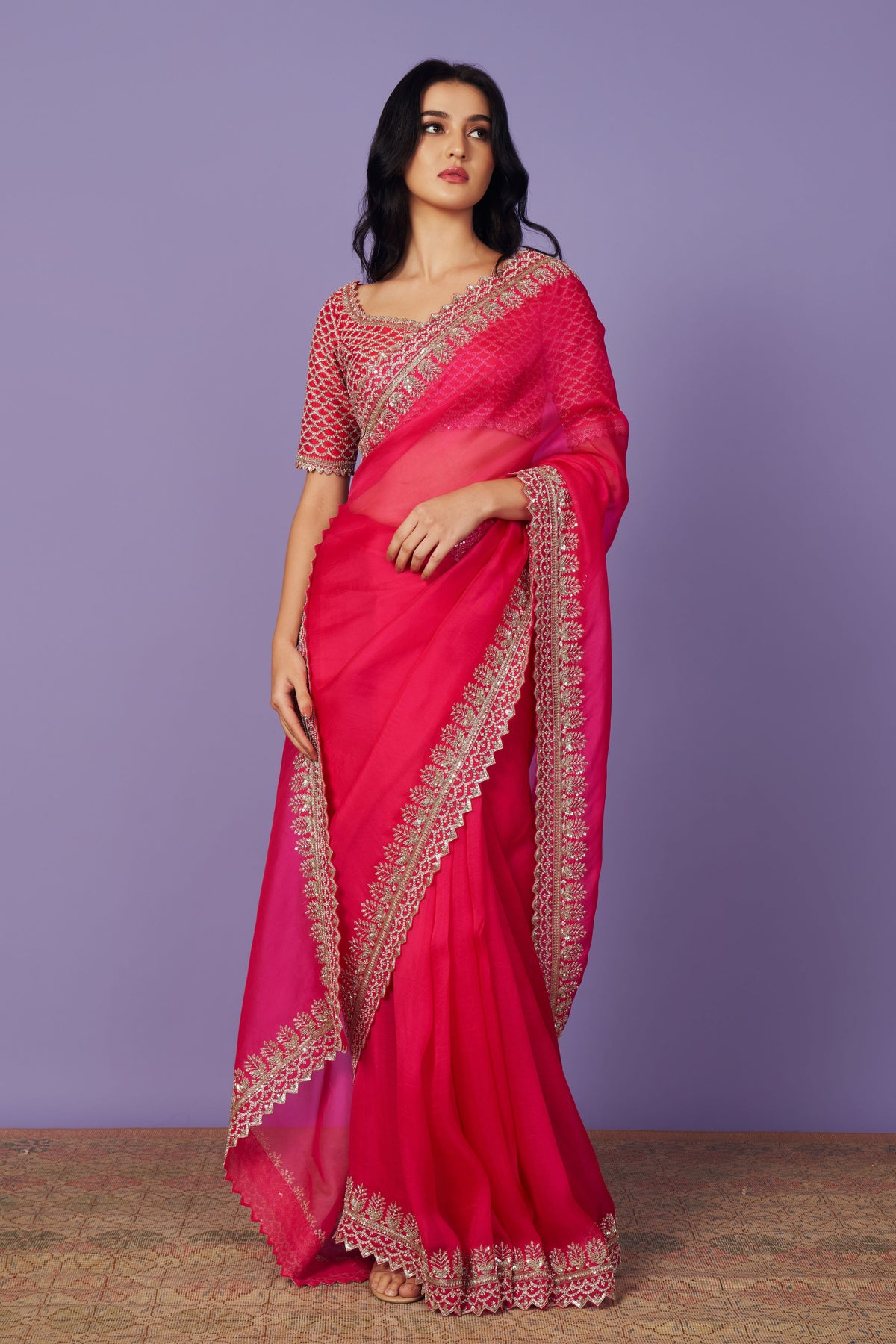 Nadira Rani Pink Saree Set