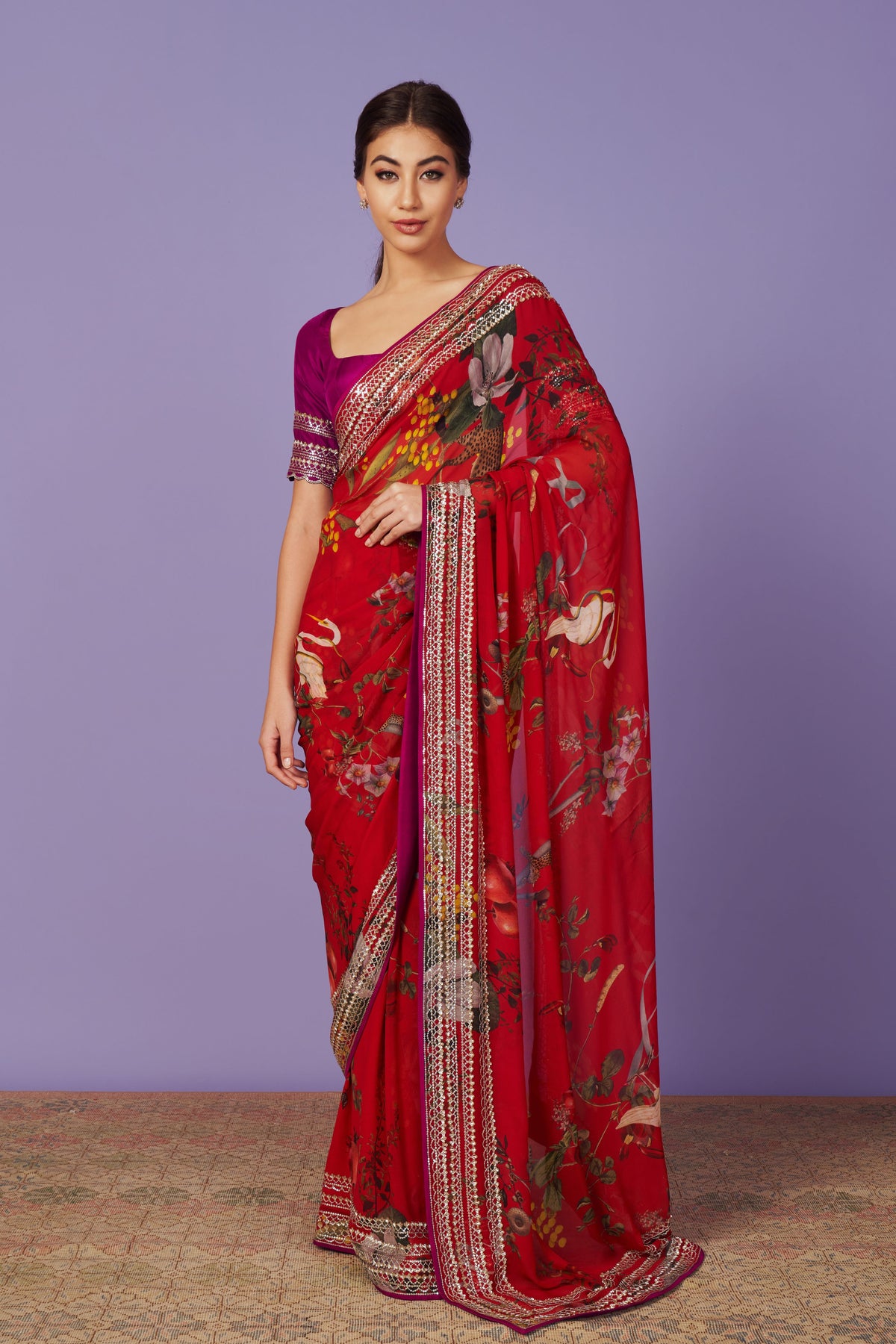 Sequins Embroidery Saree Set