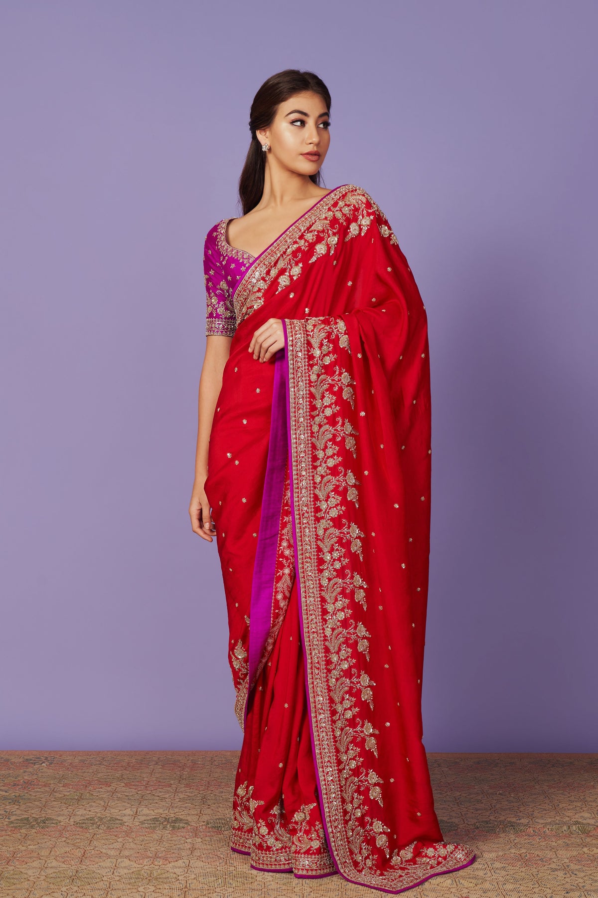 Astra Red Saree Set