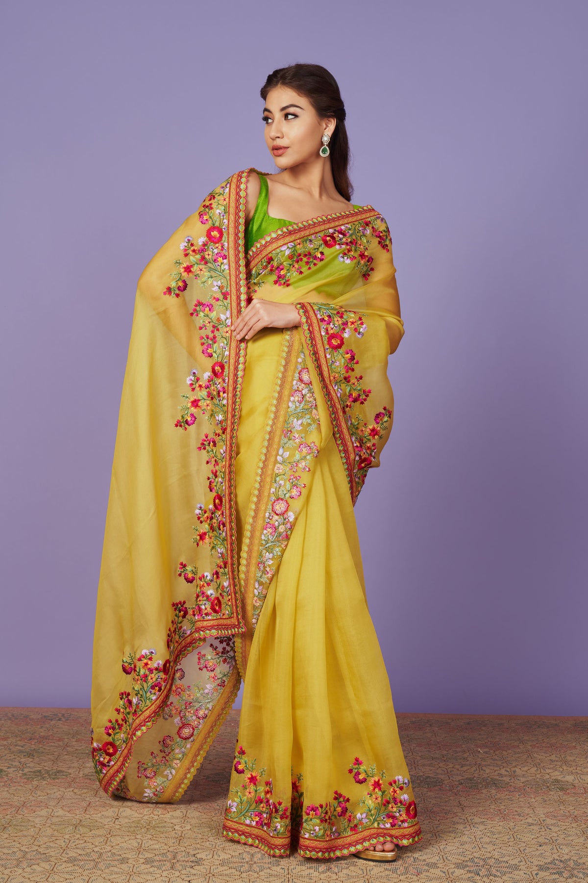 Multi Thread Work Saree Set