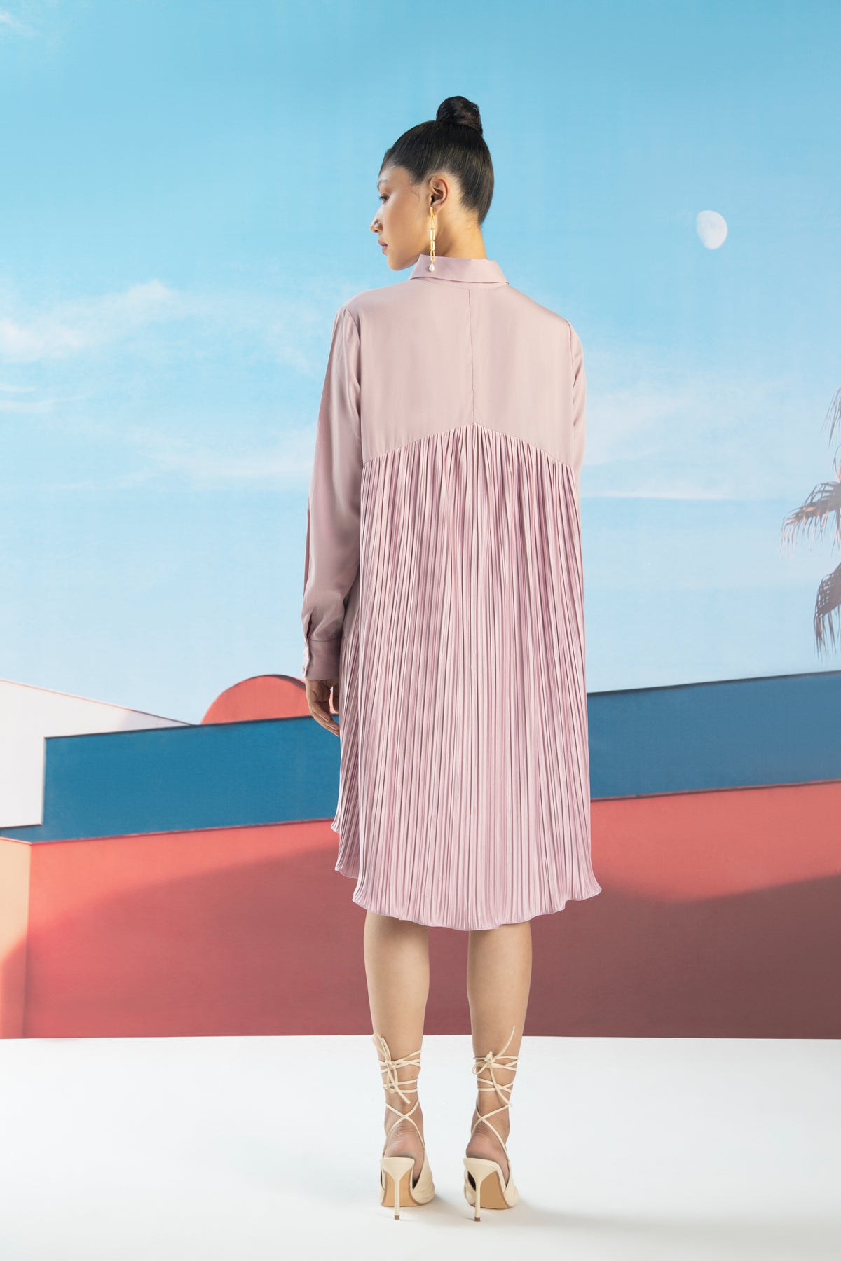 Mauve Shirt Pleats Dress