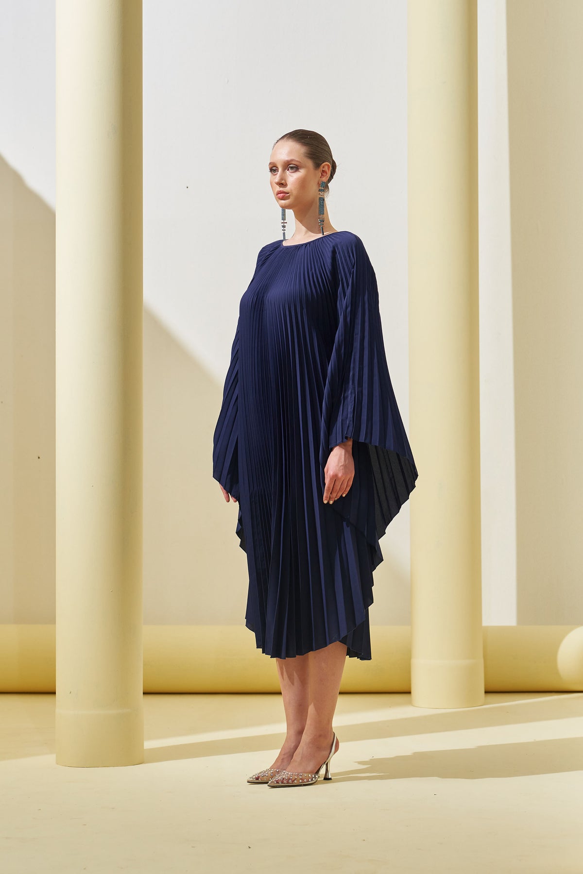 Blue Pleated Cape