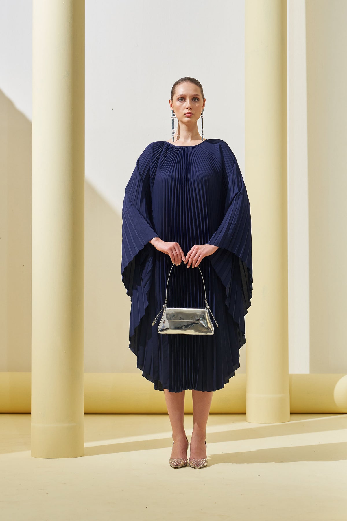 Blue Pleated Cape