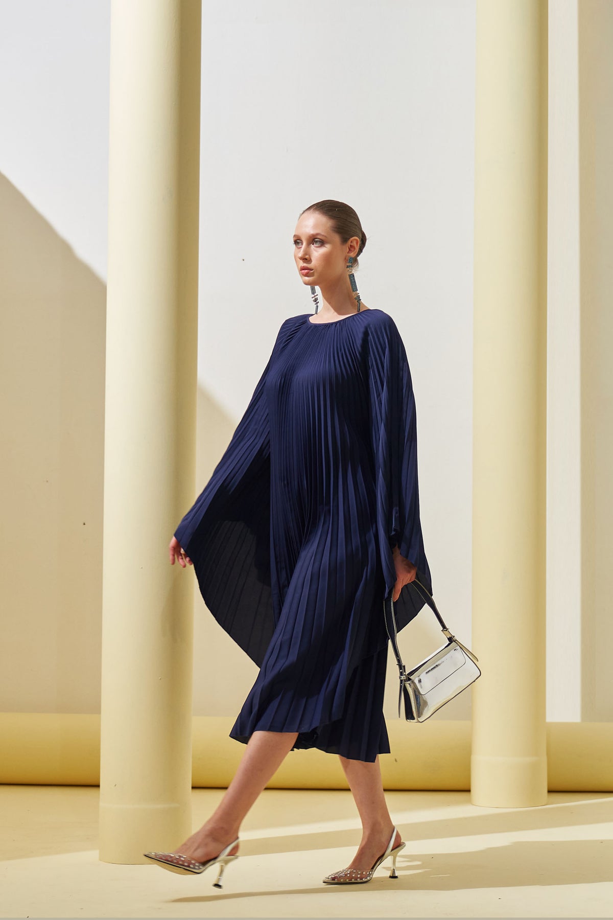 Blue Pleated Cape