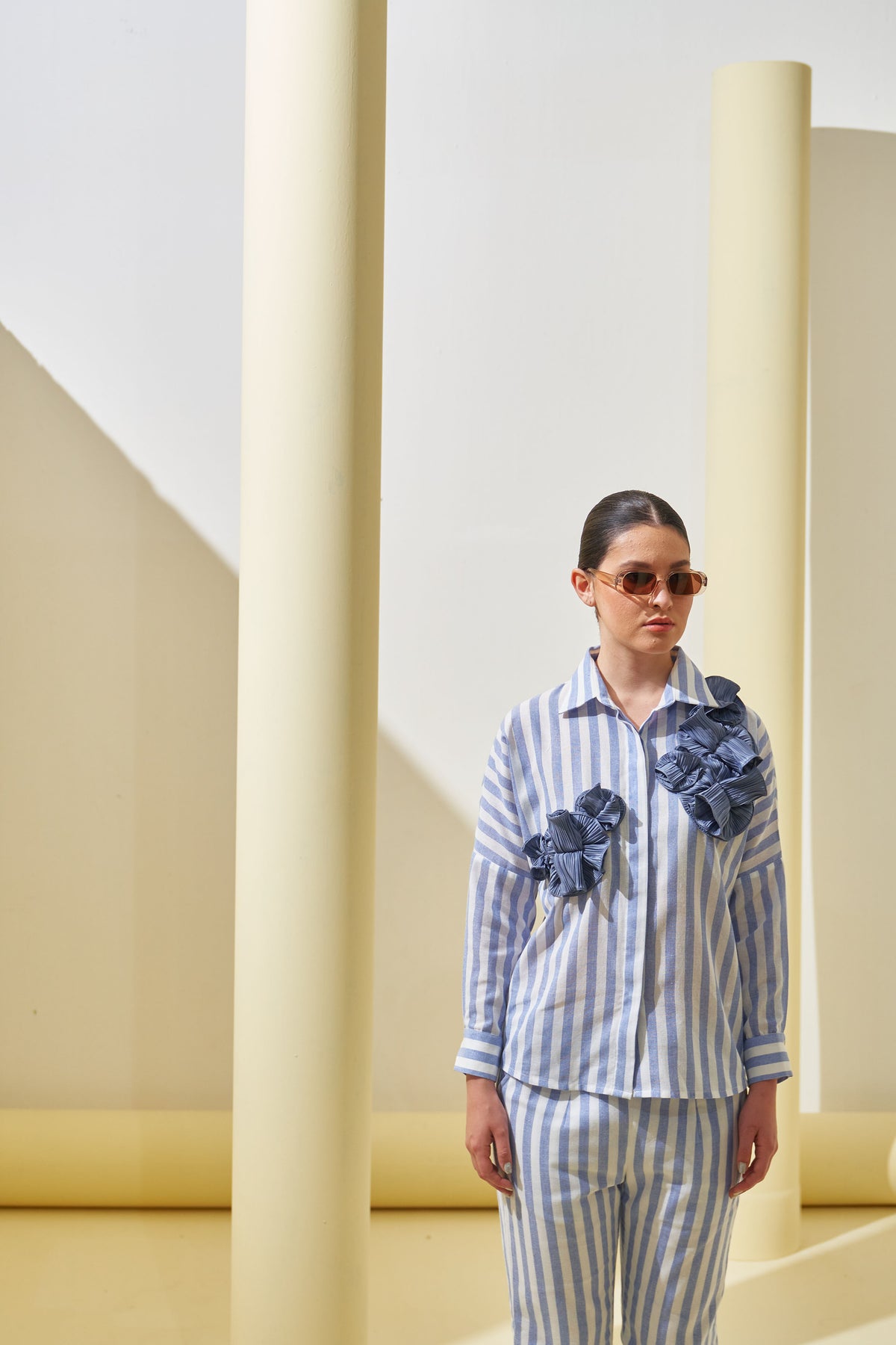 Blue Stripe Flower Top