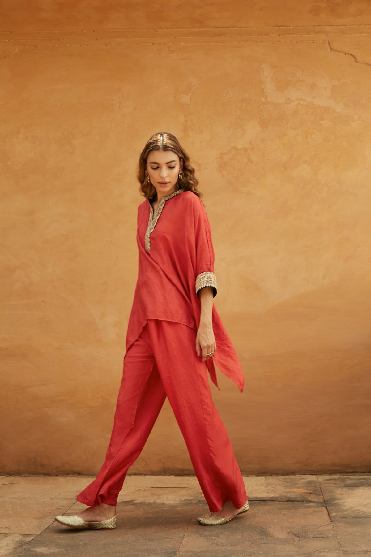 Red Short Kaftan Set