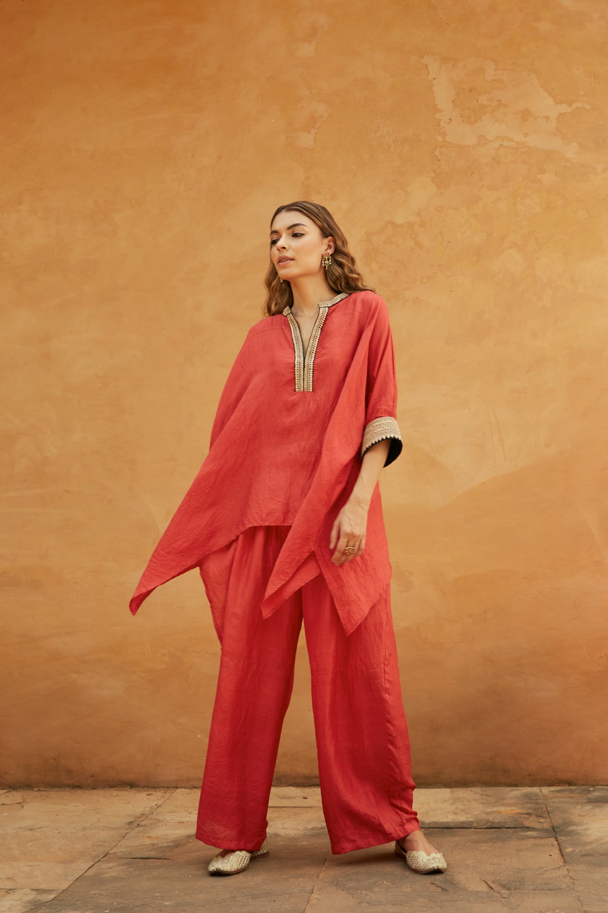 Red Short Kaftan Set