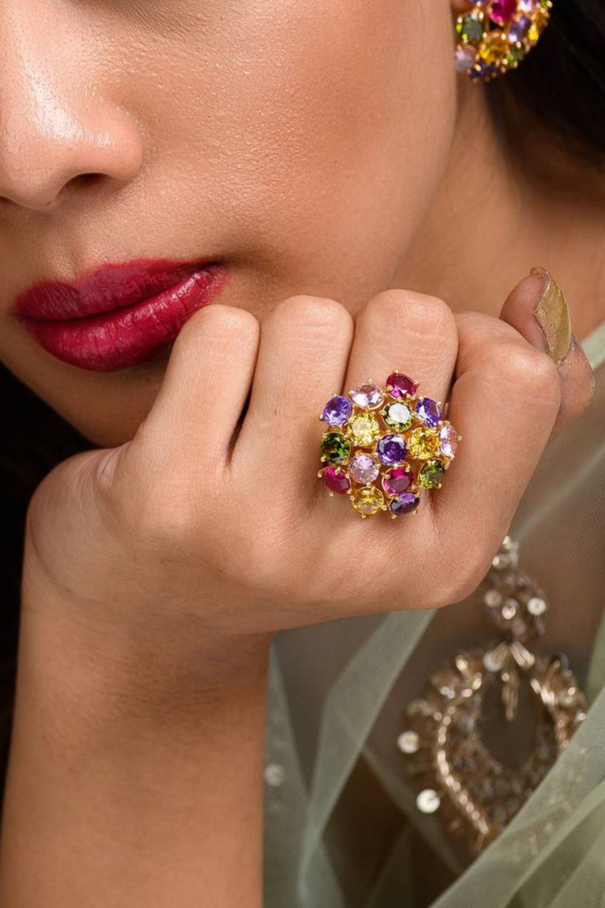 Bauble Crystal Multicolour Ring