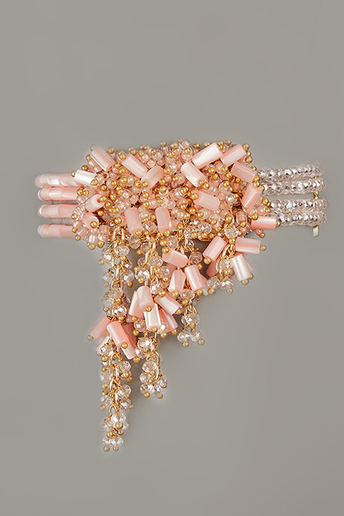 Peach Pearl and Beaded Versatile Handmade Bracelet