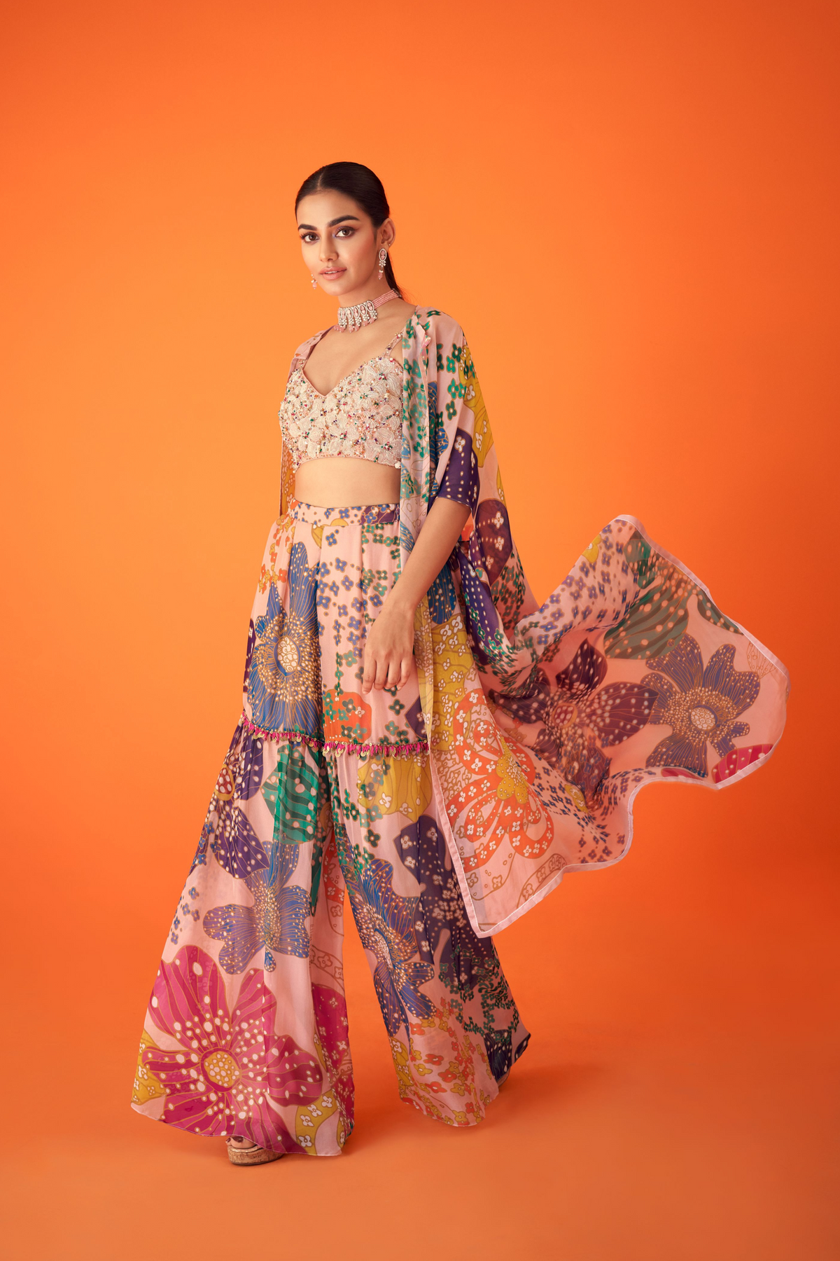 Floral Indo Western Sharara Pant Set