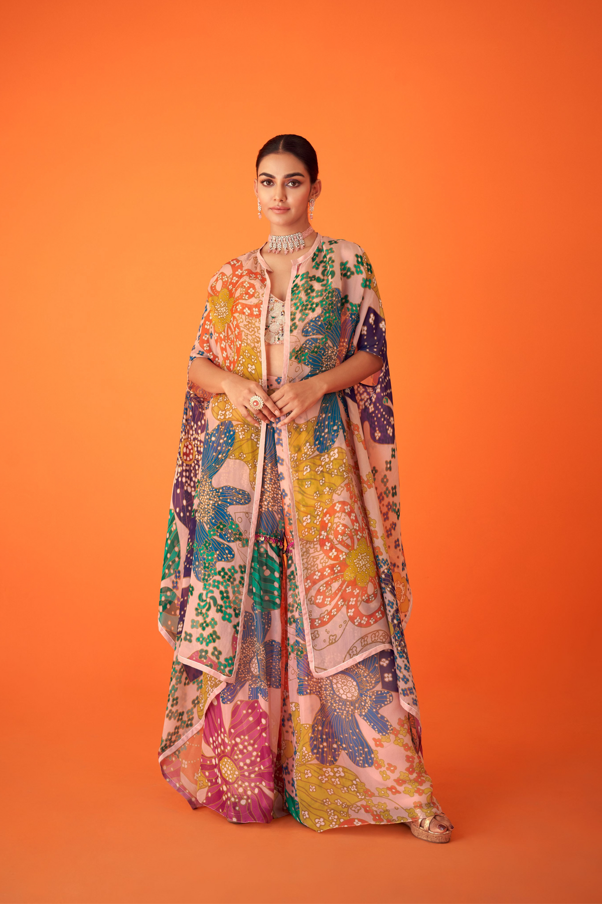 Floral Indo Western Sharara Pant Set