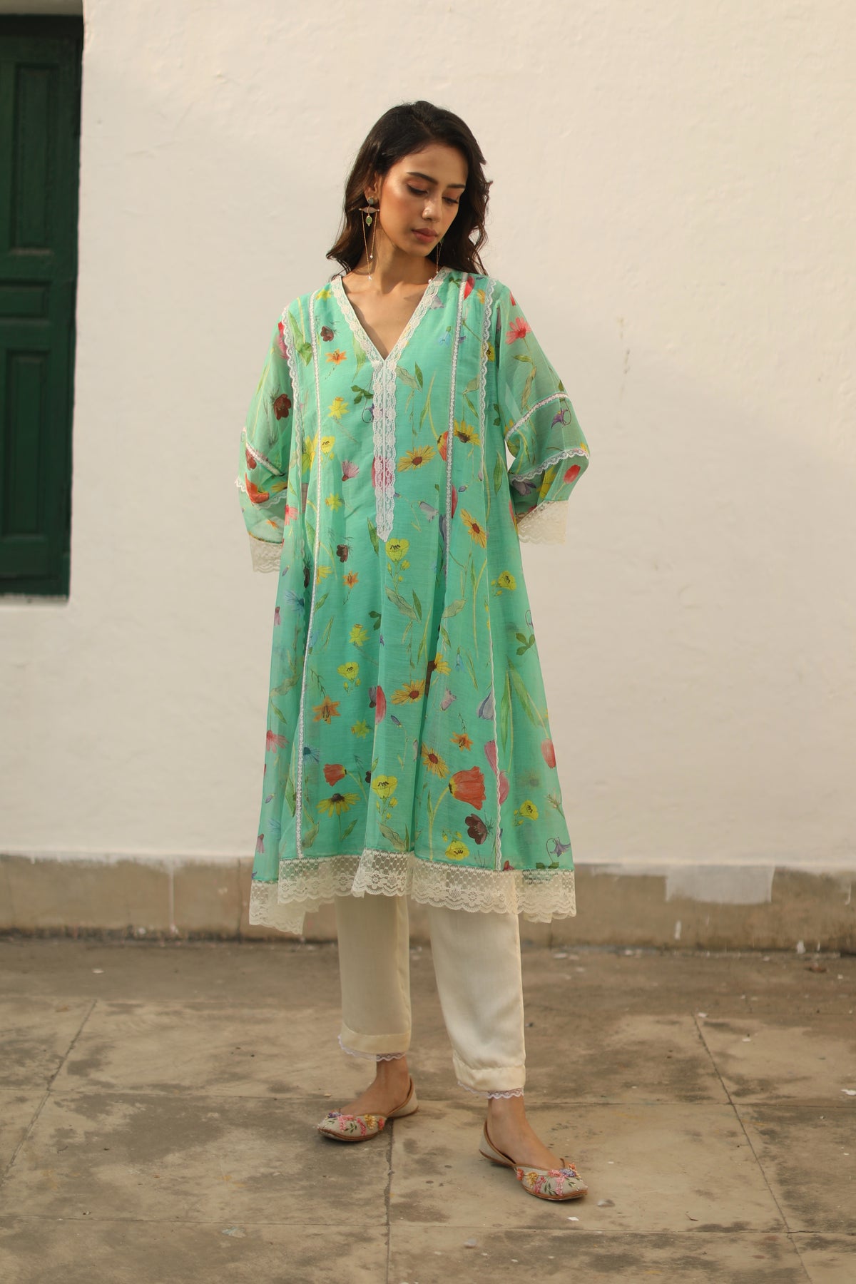 Azra Turquoise Green Tunic Set