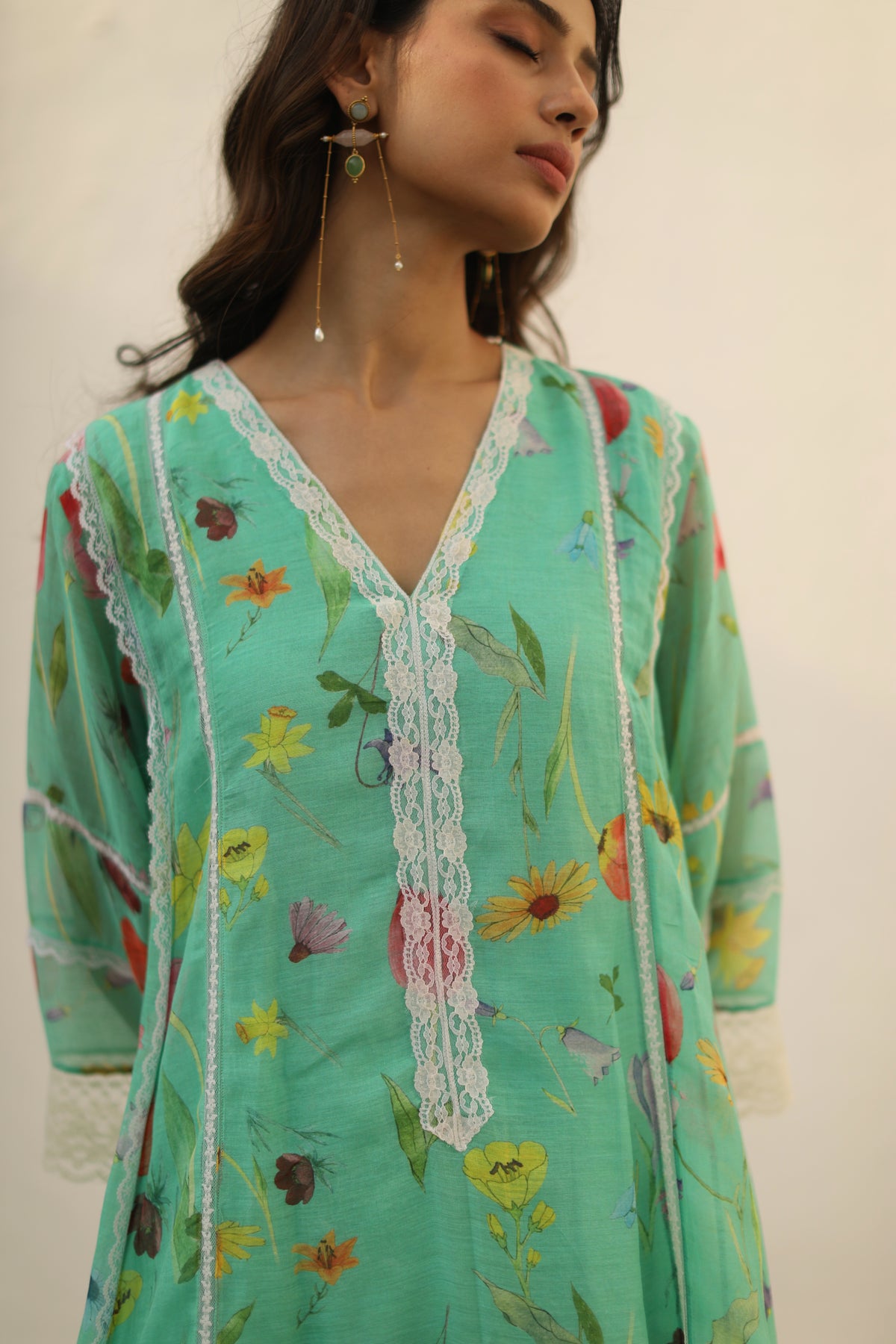 Azra Turquoise Green Tunic Set