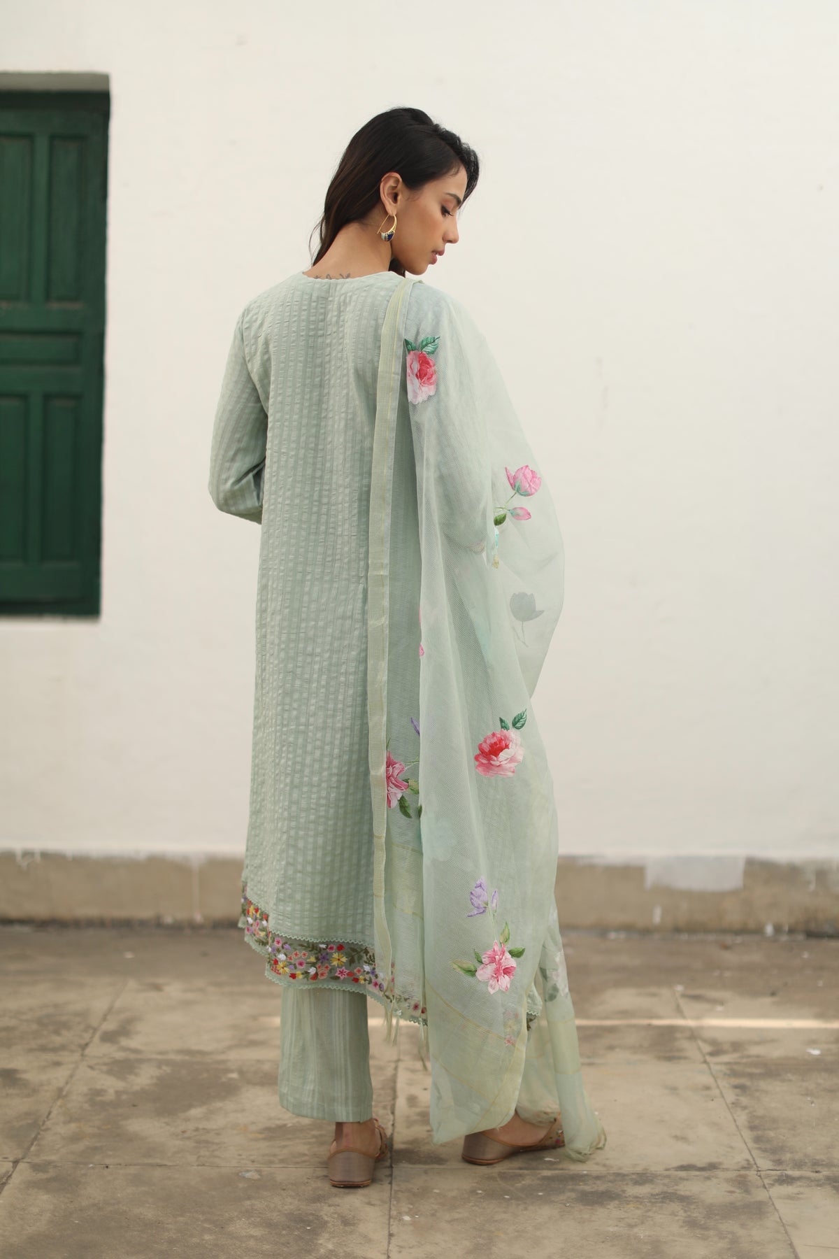 Sharnaaz Aqua Blue Kurta Set