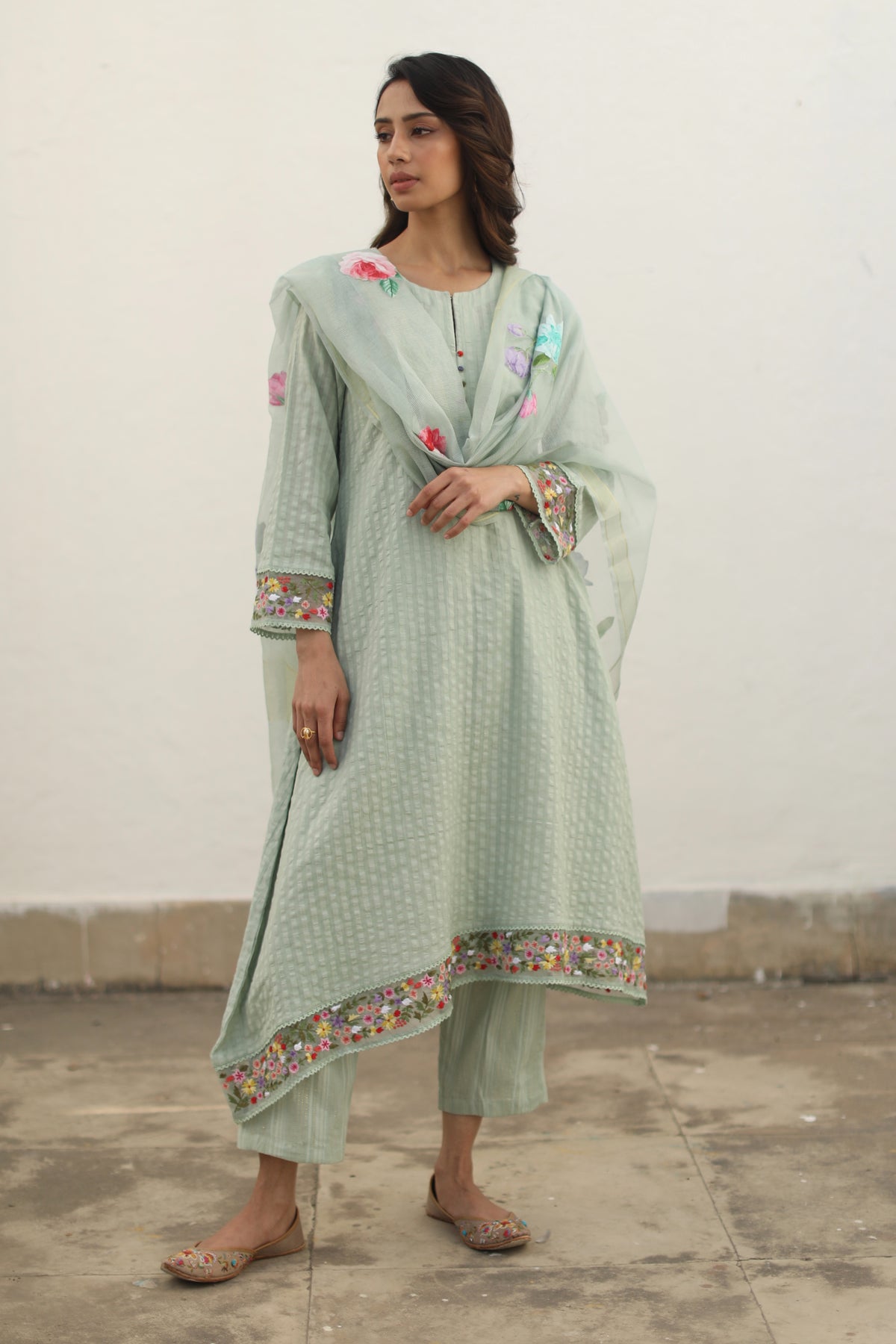 Sharnaaz Aqua Blue Kurta Set