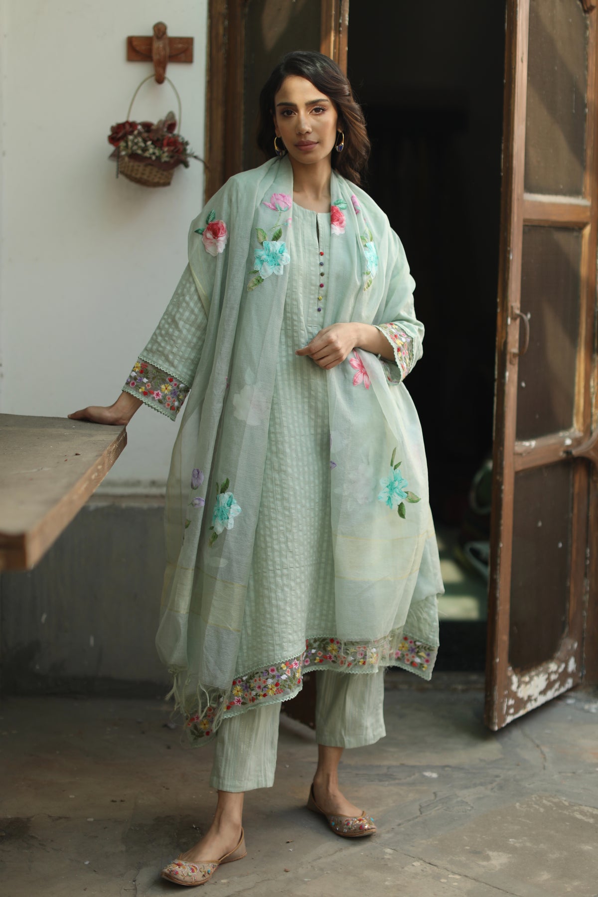 Sharnaaz Aqua Blue Kurta Set