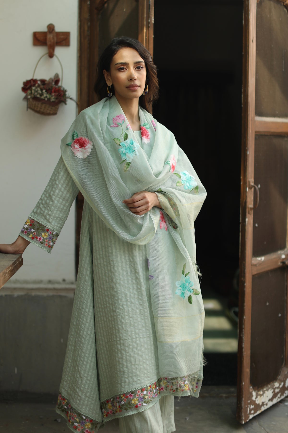 Sharnaaz Aqua Blue Kurta Set