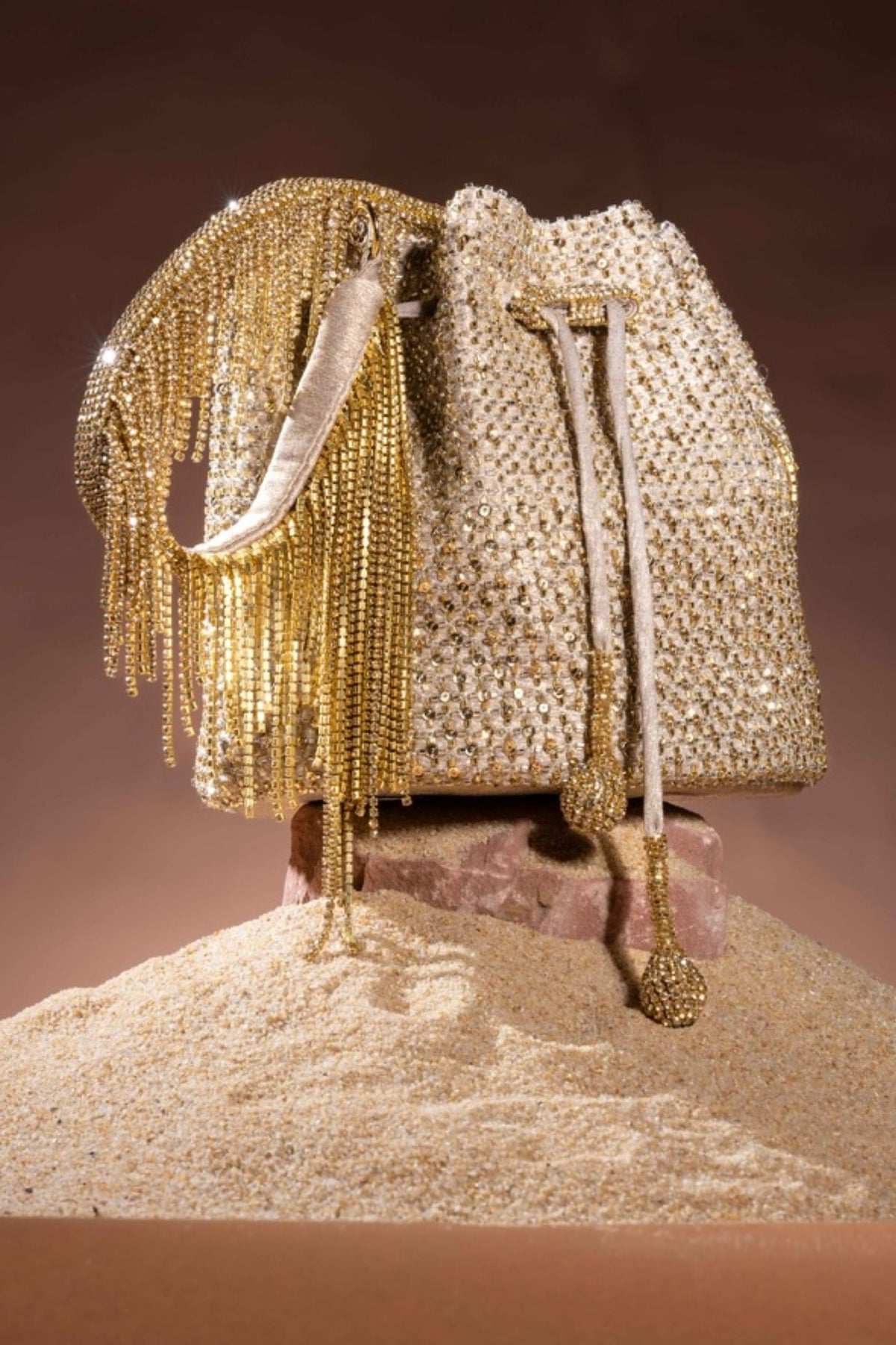 Pixel Gold Bucket Bag