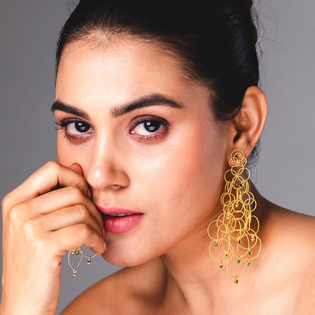 Ringlets Earrings With Emeralds