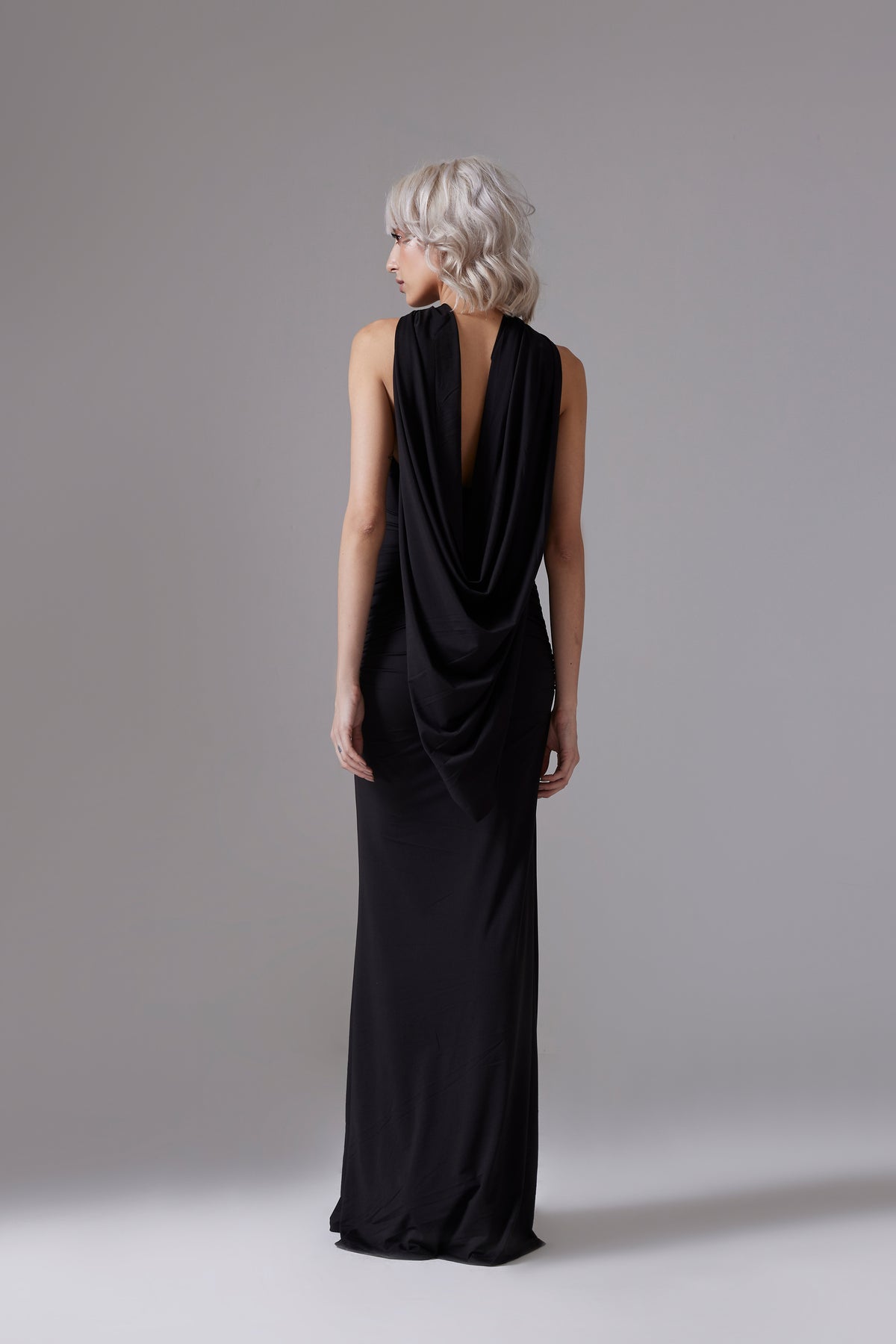 Hooded Long Dress With Open Back