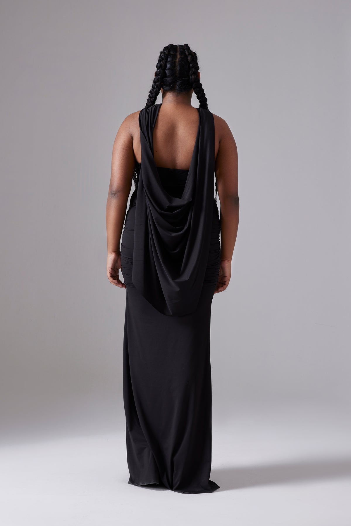 Hooded Long Dress With Open Back