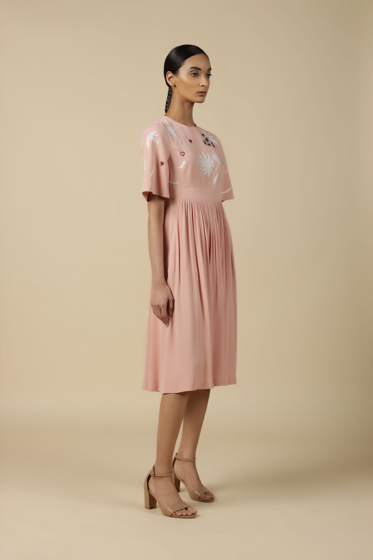 Flared Sleeve Gathered Dress