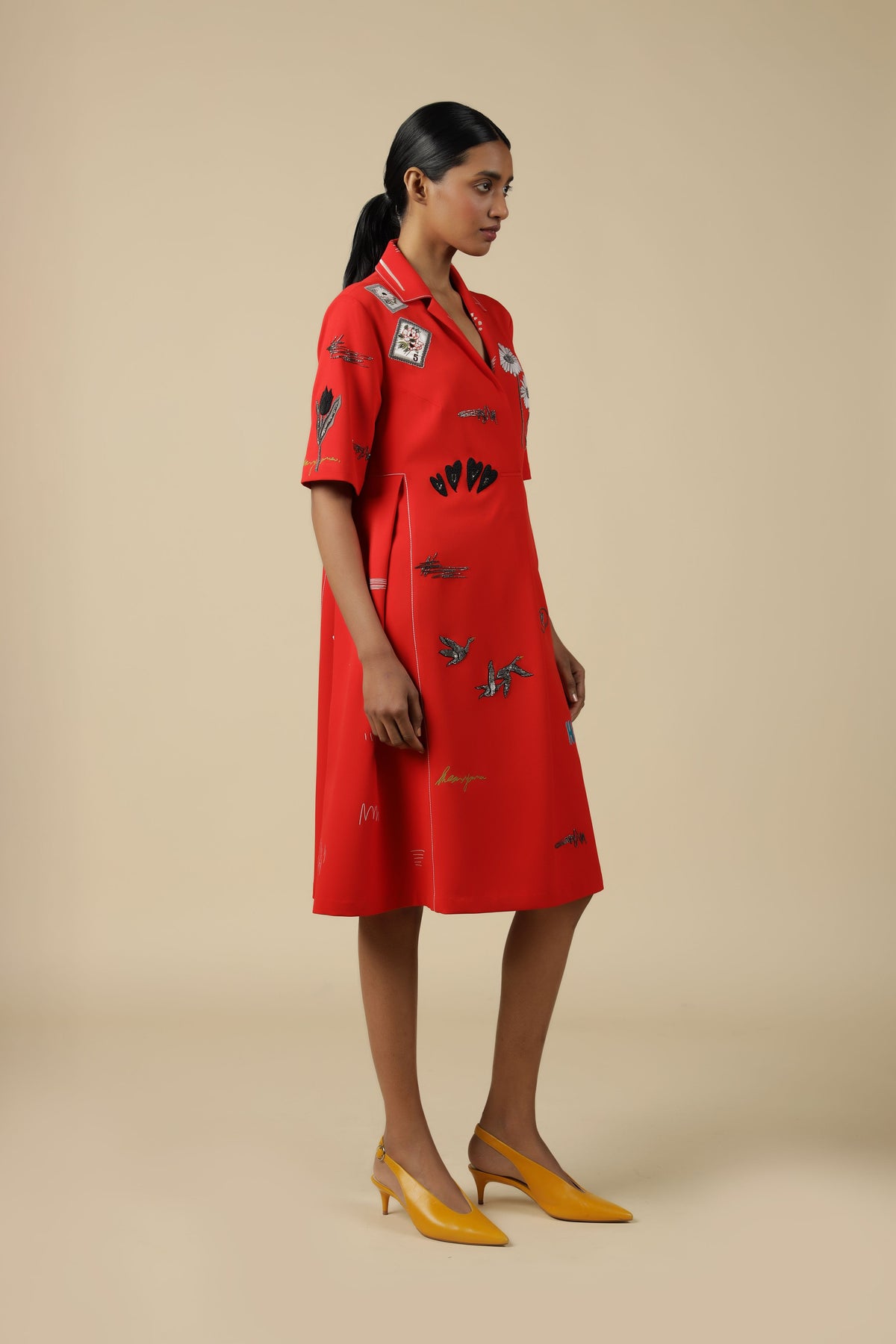 Funky Motifs Panelled Waist Dress