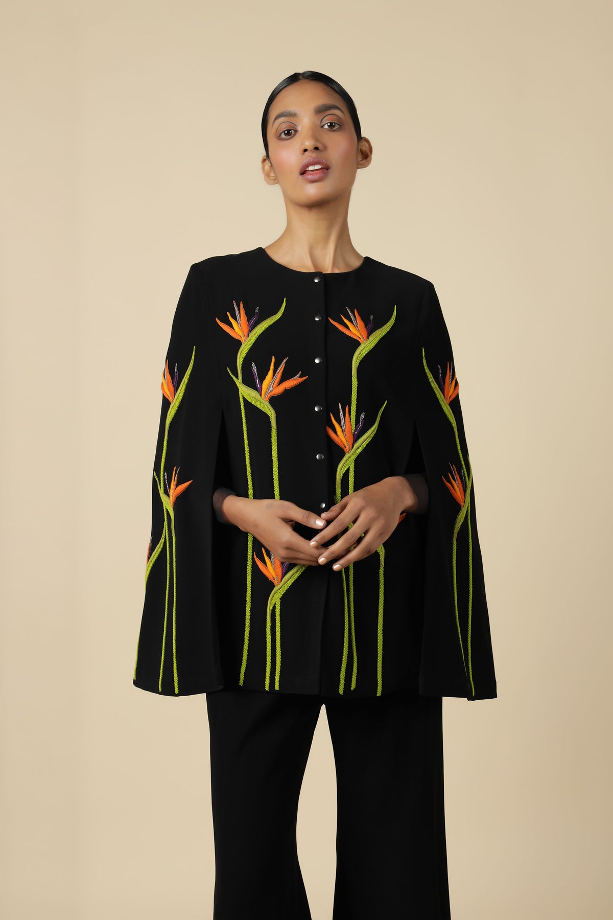 Bird of Paradise Cape With Flared Pants