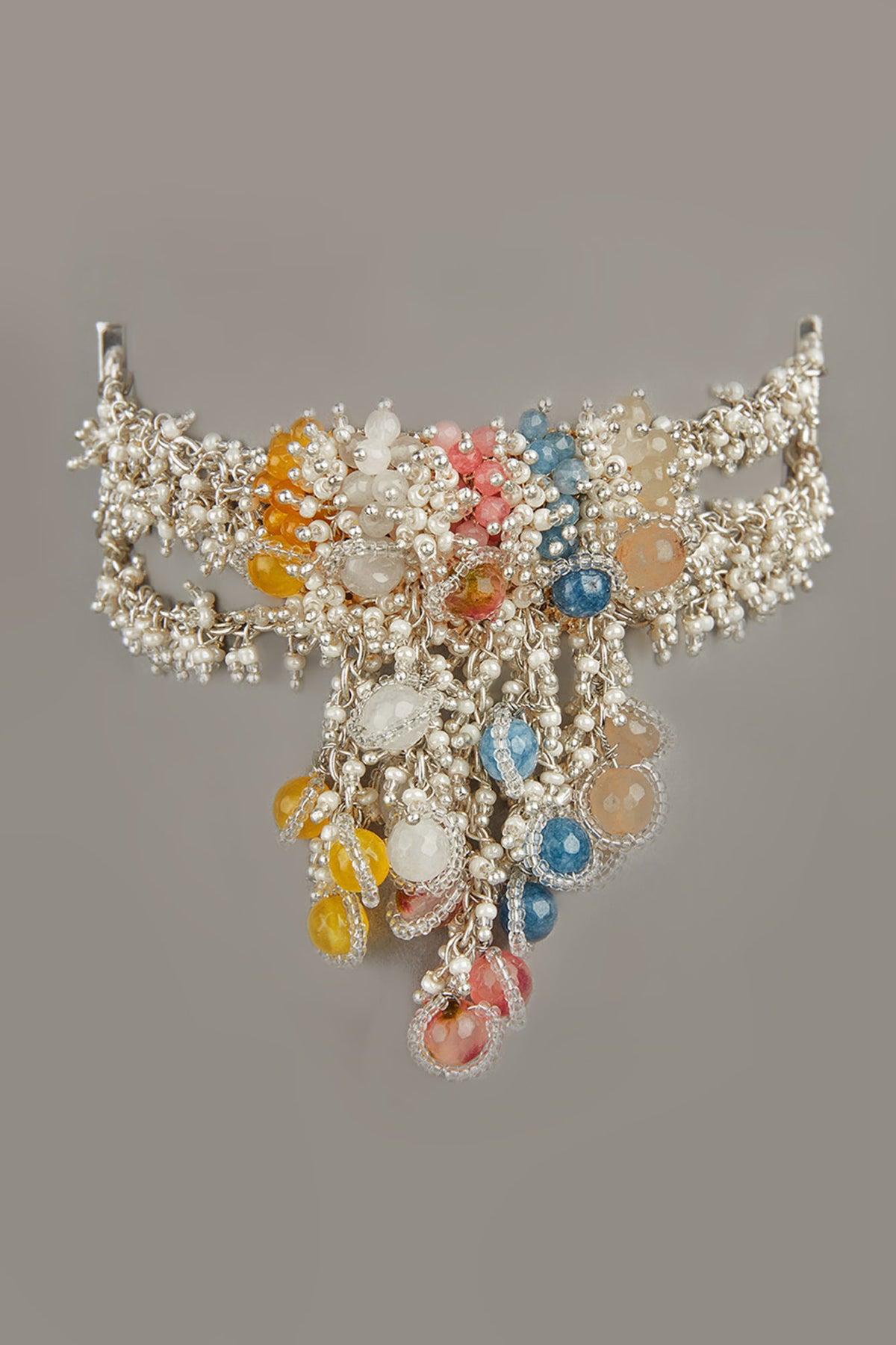 Multicolor Pearl and Stone Studded Bracelet