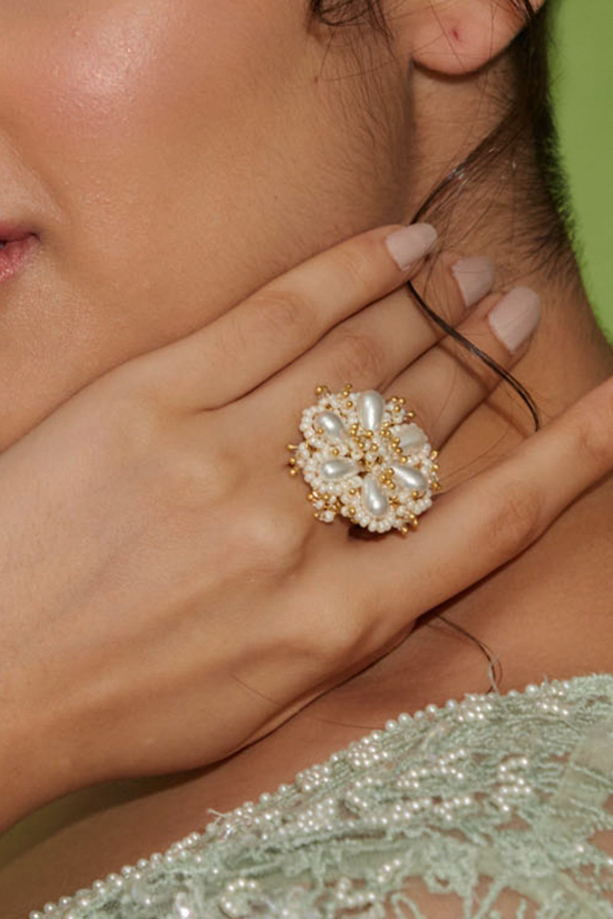 Pearls Flower Shaped Ring