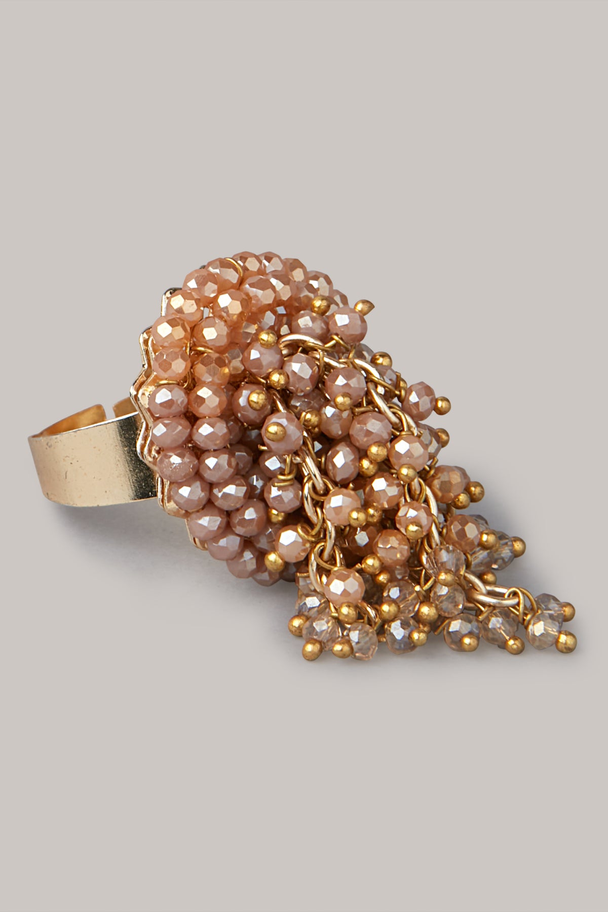 Brown &amp; Gold Crystal Finger Ring