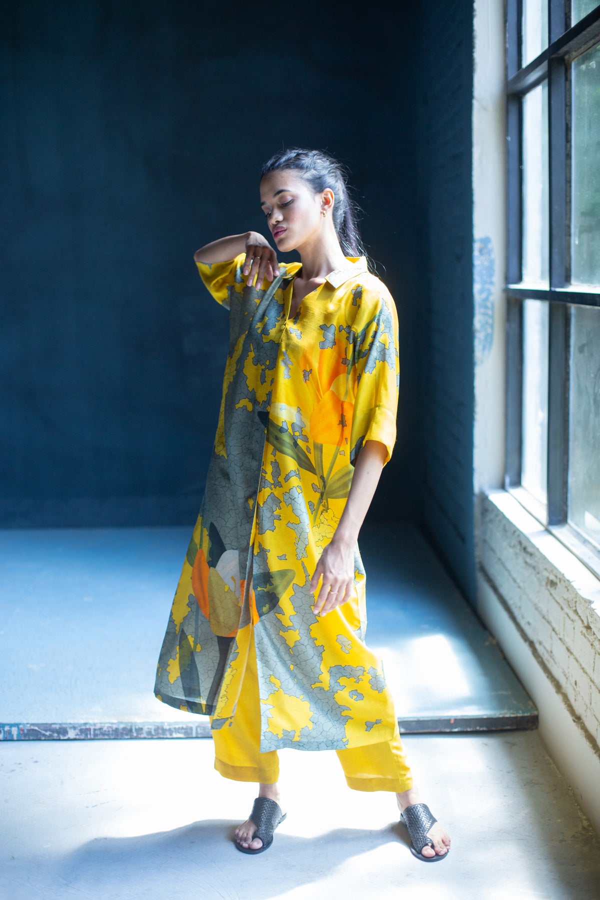 Yellow Geometric Print Kurta Set