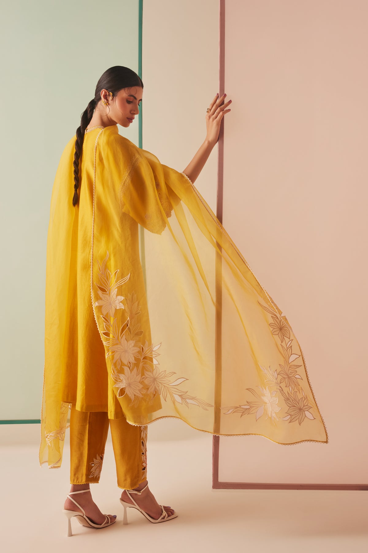 Mustard Cutwork Dupatta