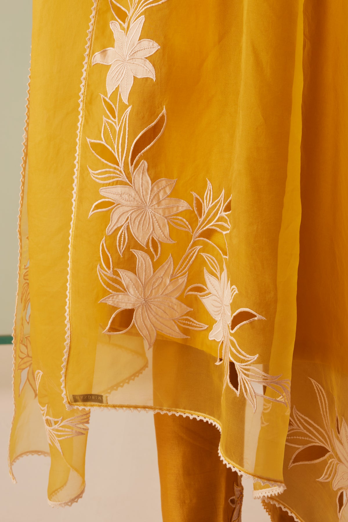 Mustard Cutwork Dupatta