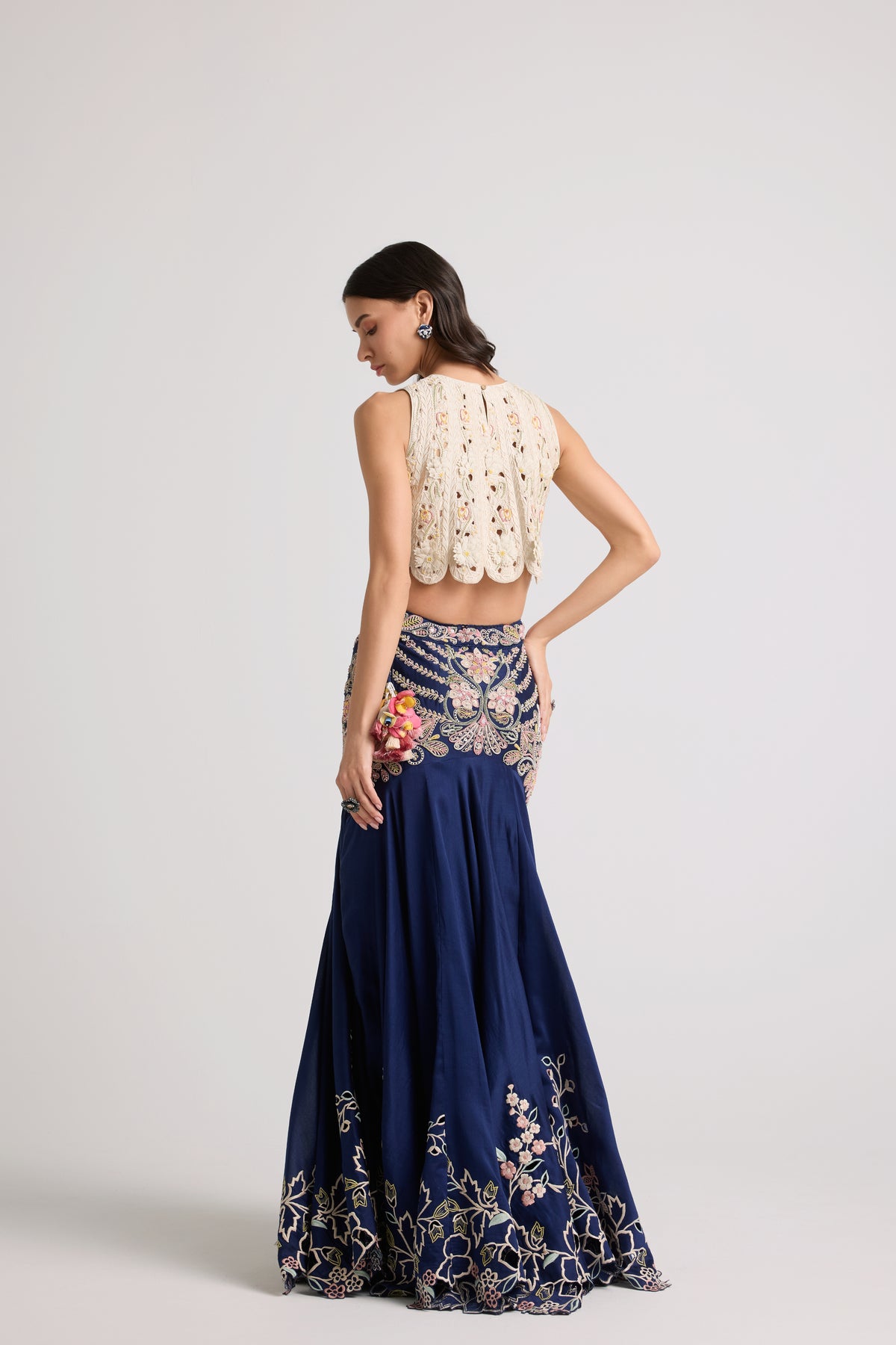 Indigo Contrast Yoke Detail Lehenga