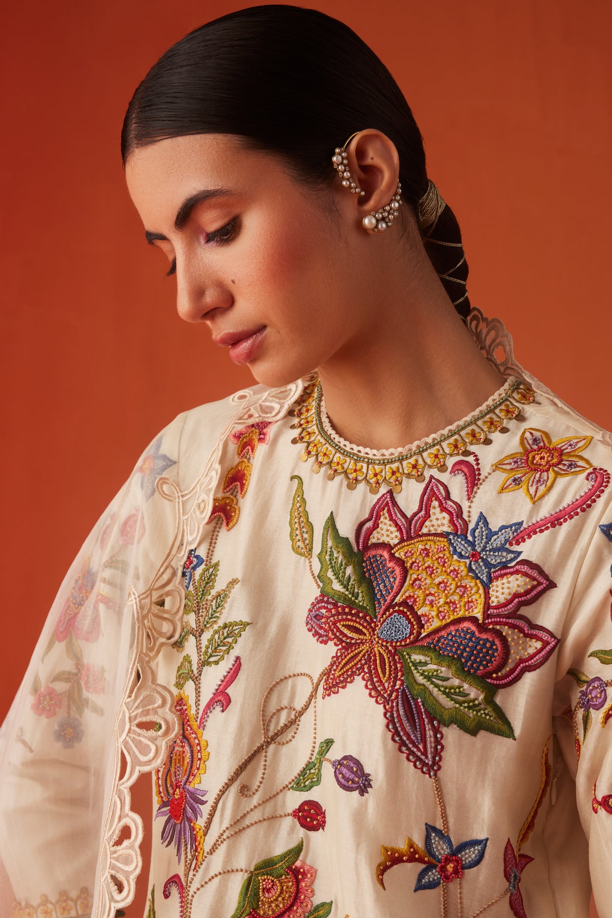 Ivory Allover Embroidered Kurta Set